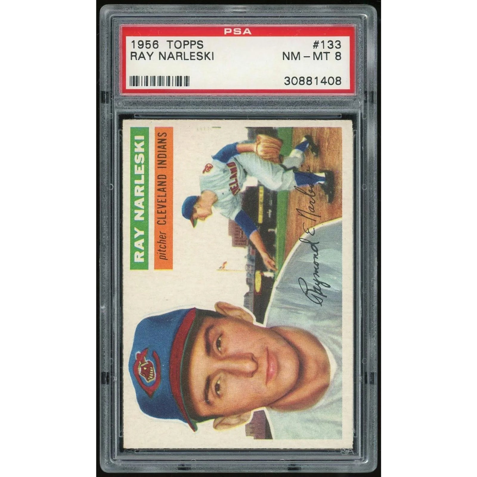 Ray Narleski 1956 Topps #133 Baseball Card | PSA 8