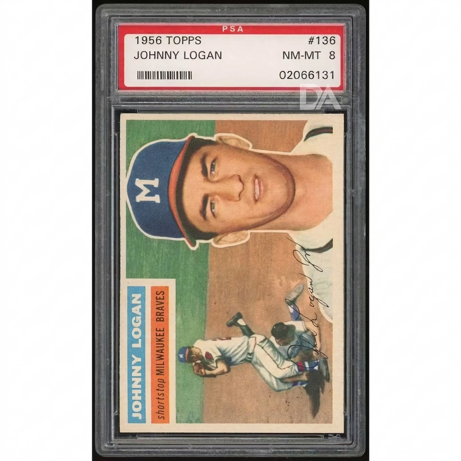 Johnny Logan 1956 Topps #136 Card | PSA 8