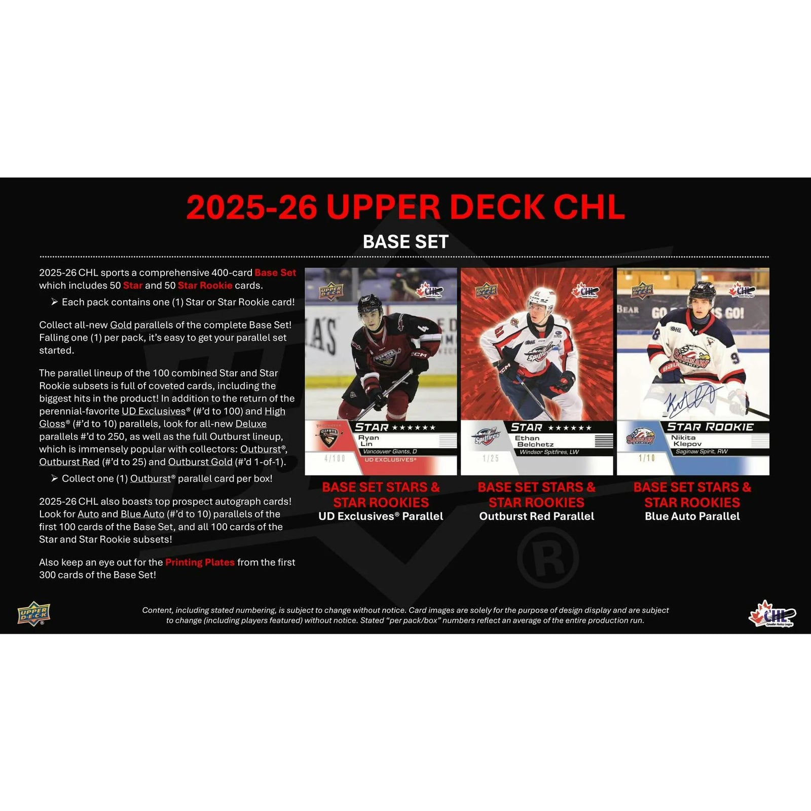 DRAFT - Presell 2025/26 Upper Deck CHL Hockey Hobby 16-Box Case (Presell) Releases Jun. 17th, 2026