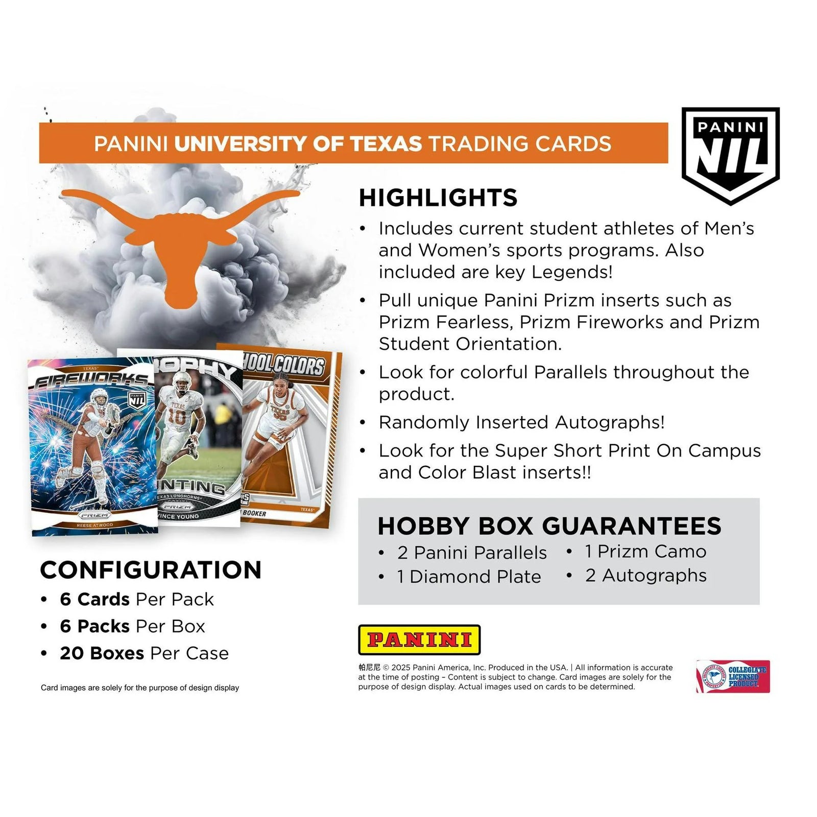 DRAFT - 2025 Panini NIL Texas Longhorns Hobby 20-Box Case | Sealed