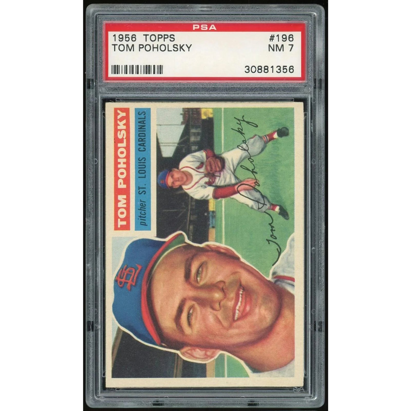 1956 Topps #196 Tom Poholsky Baseball Card | PSA 7
