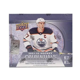 DRAFT - 2021-22 Upper Deck Credentials Hockey Hobby Box | dacardworld:BVCP0SIHDW