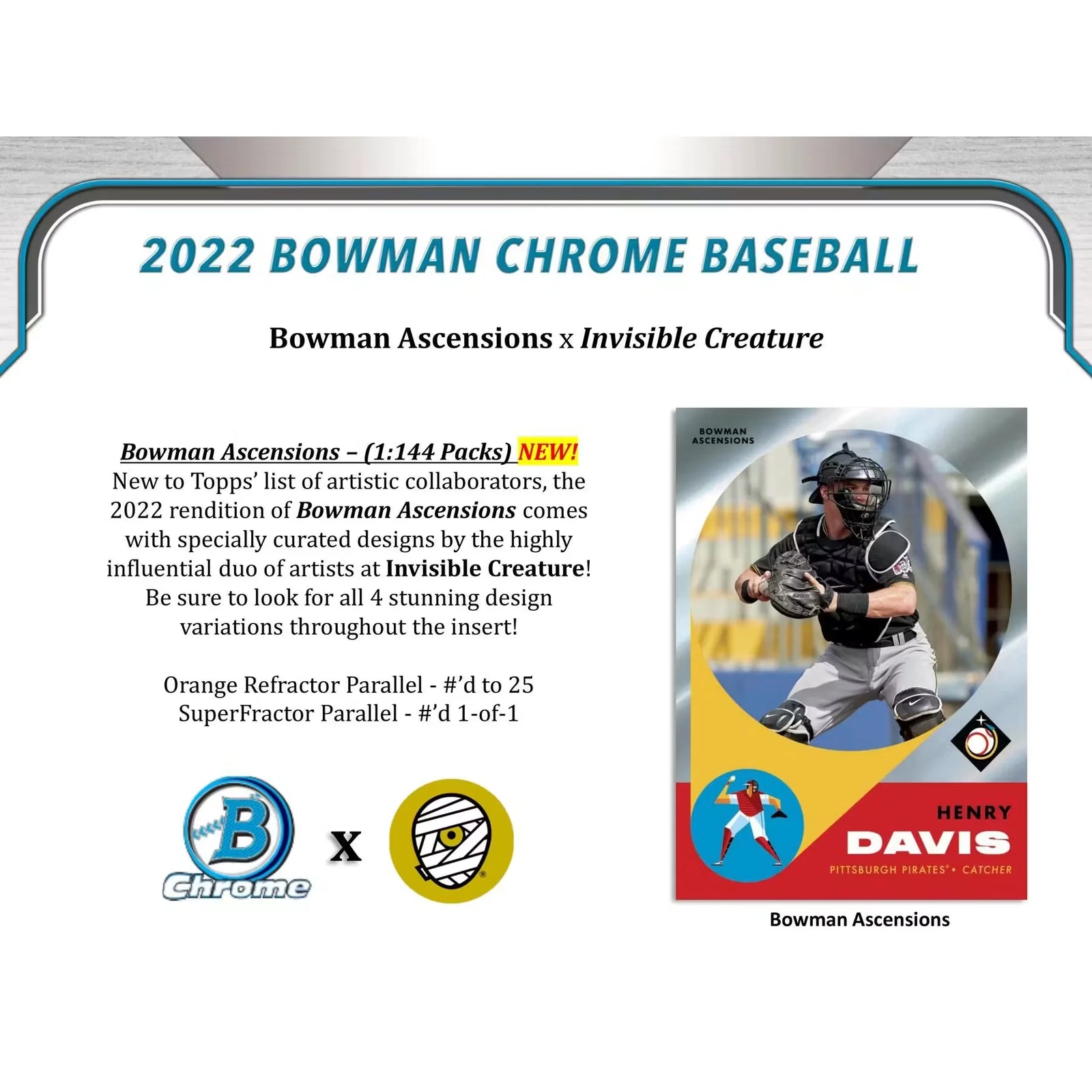 2022 Bowman Chrome Baseball Hobby 12-Box Case (Ships Sealed Only) - D