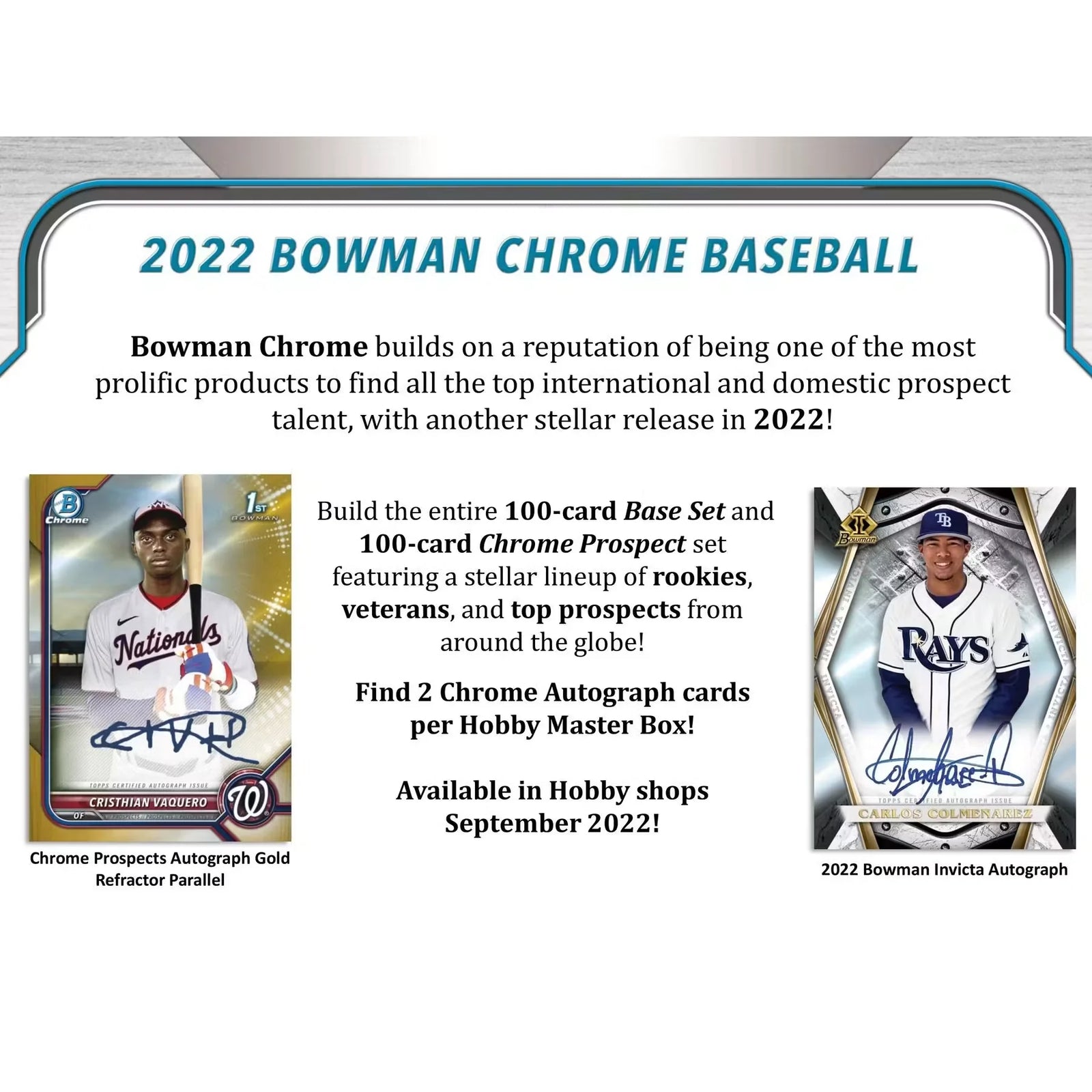 2022 Bowman Chrome Baseball Hobby Box (Ships Sealed Only) - D