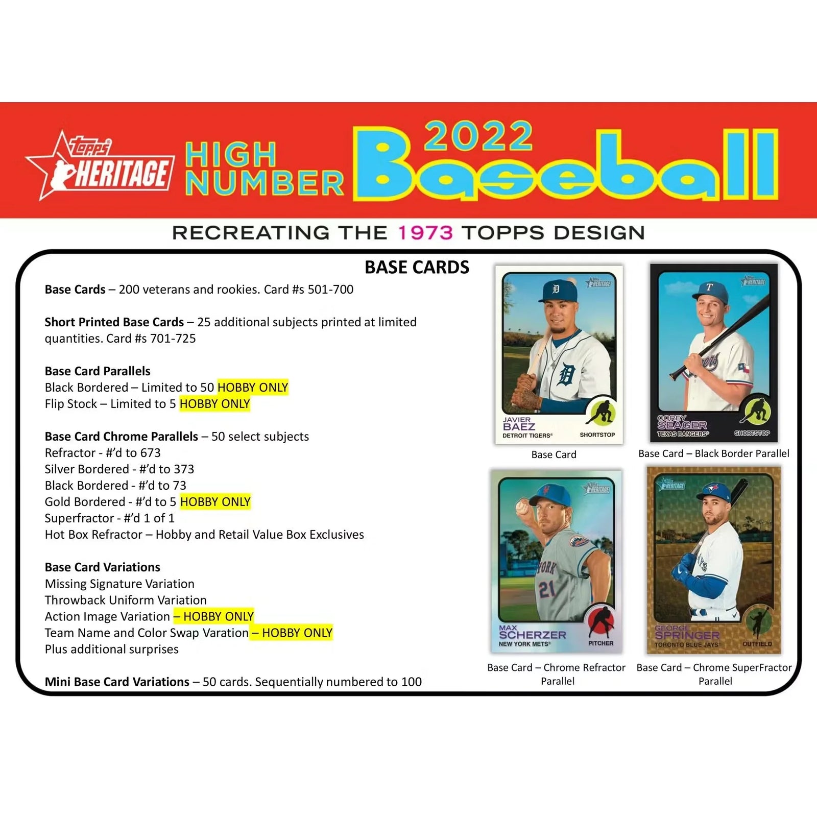2022 Topps Heritage High Number Baseball Hobby Box (Ships Sealed Only)