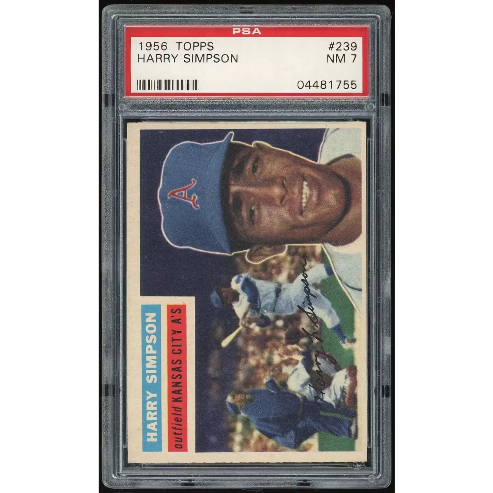 1956 Topps #239 Harry Simpson Baseball Card | PSA 7