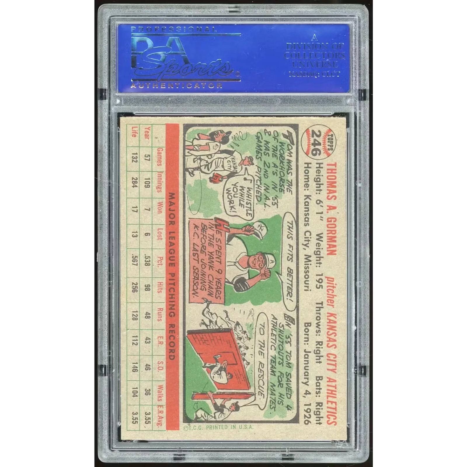 1956 Topps #246 Tom Gorman | PSA 7