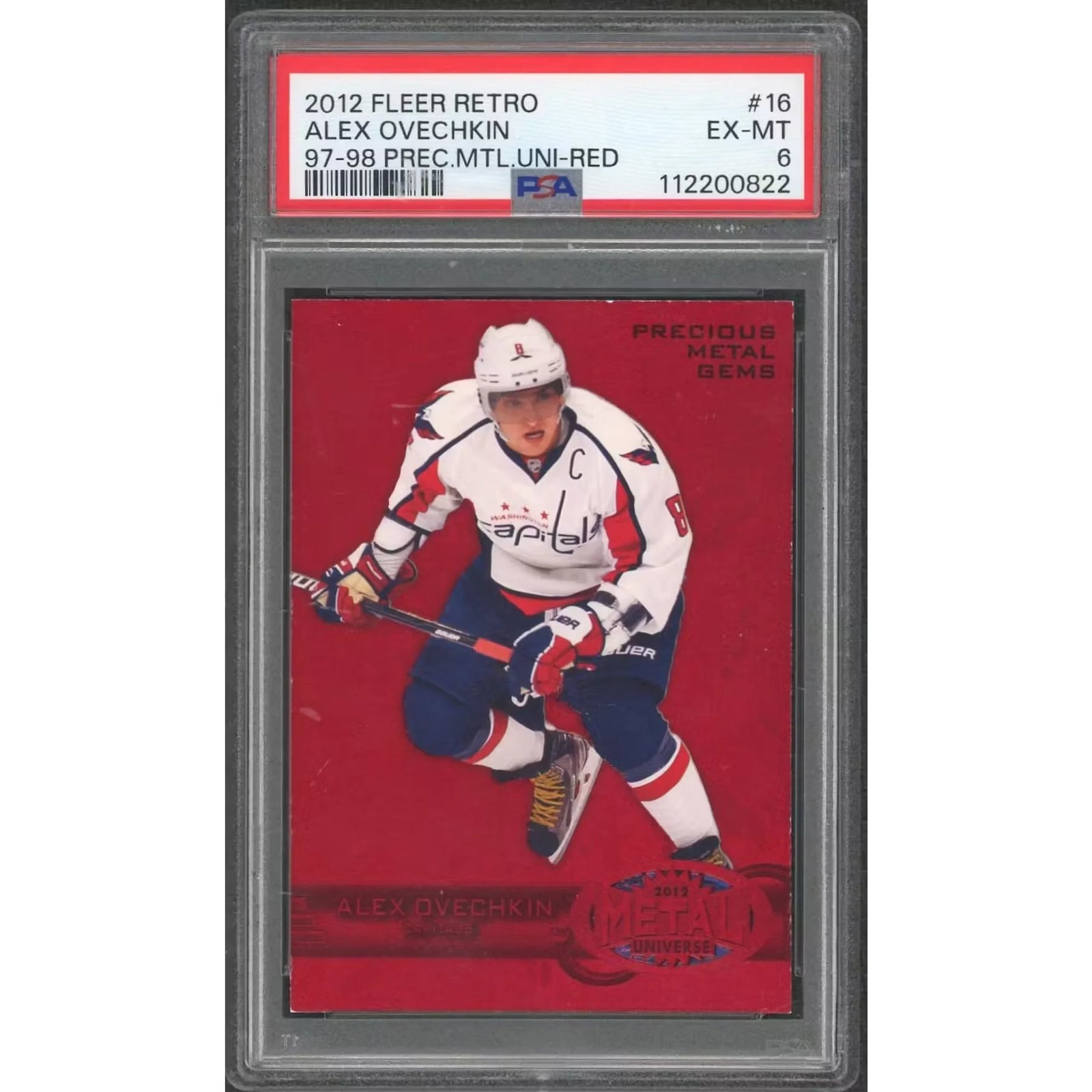 Alex Ovechkin 2012-13 Fleer Retro Precious Metal Gems Card | PSA 6