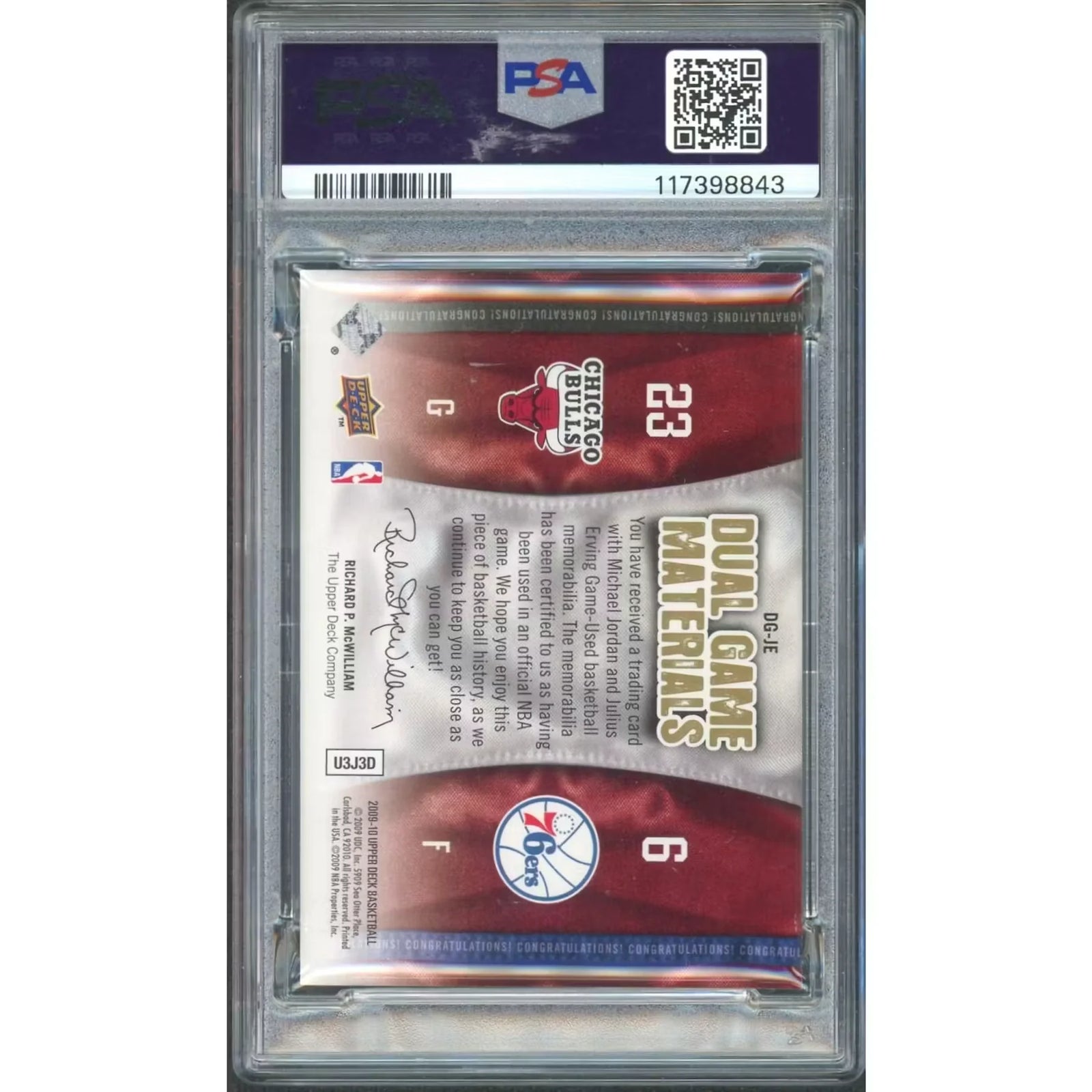 Michael Jordan & Julius Erving Dual Game Materials Card | 2009-10 Upper Deck/150