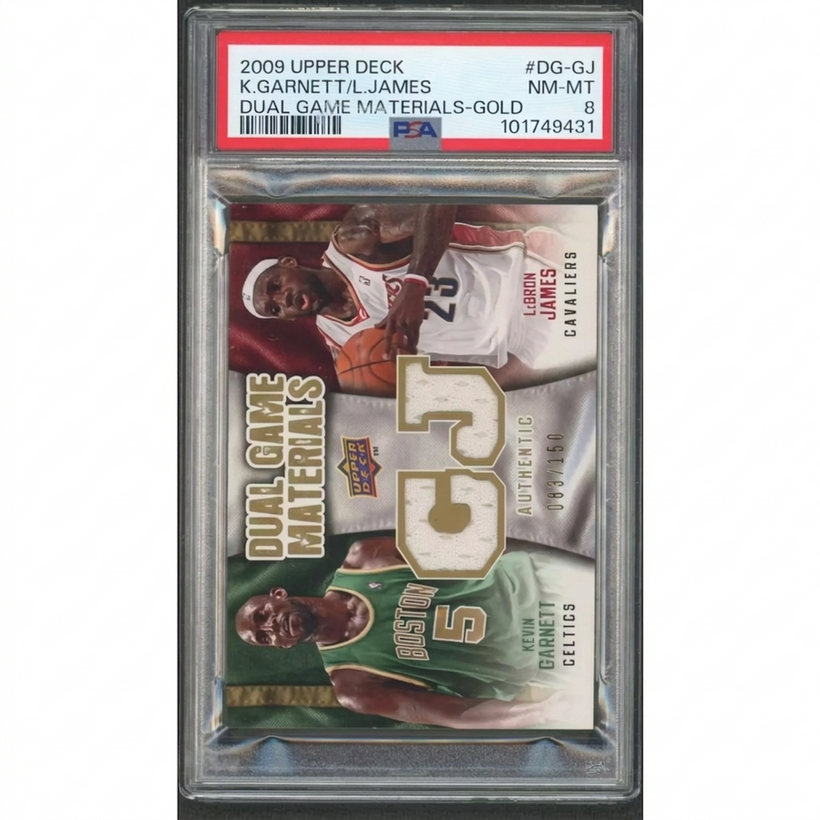 Kevin Garnett & LeBron James Signed Dual Game Materials Card | 2009 Upper Deck Gold/150 P