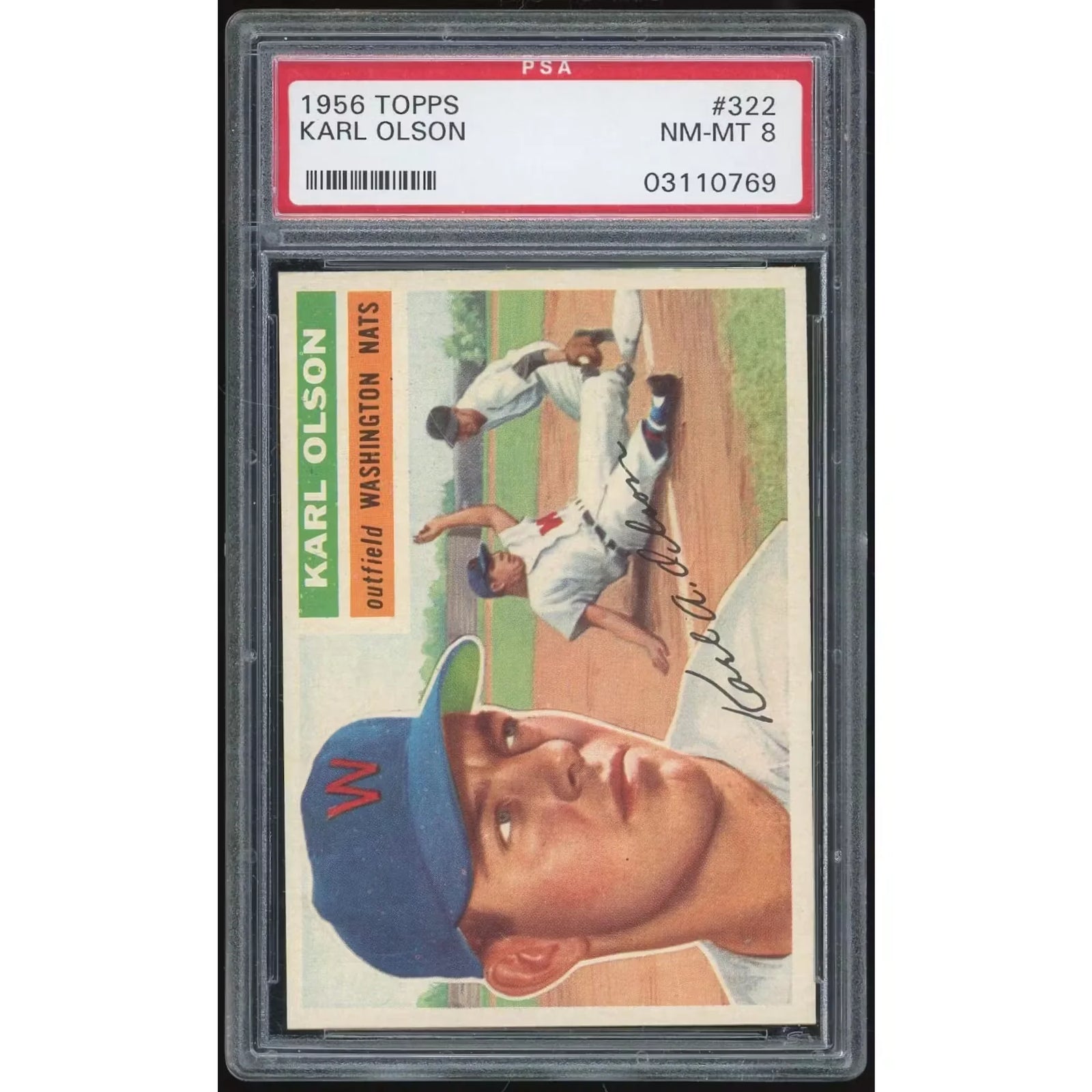 1956 Topps #322 Karl Olson Baseball Card | PSA 8