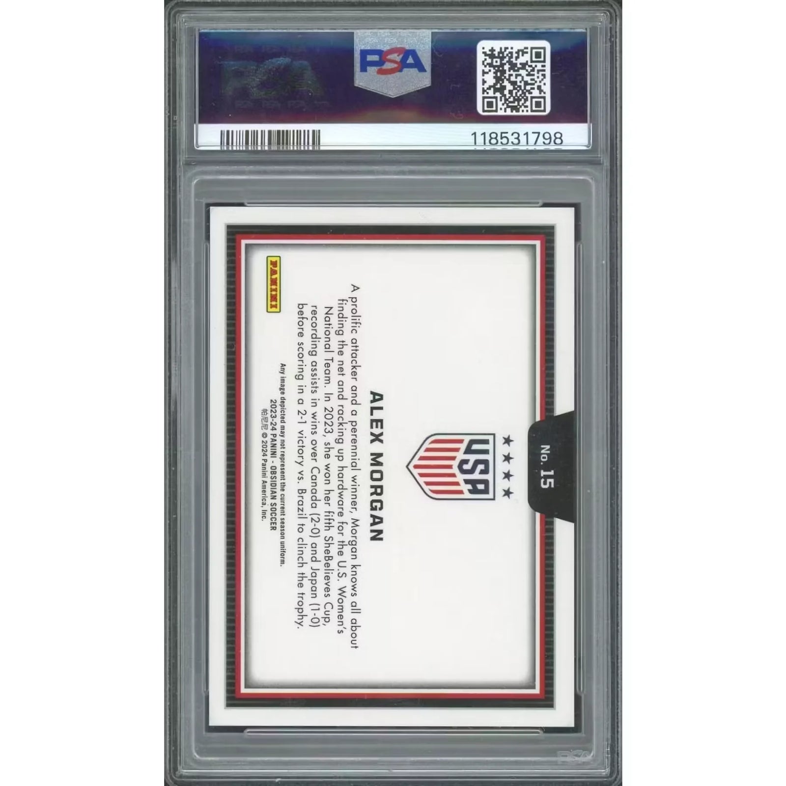 Alex Morgan 2023 Panini Obsidian Black Color Blast #15 | PSA 10
