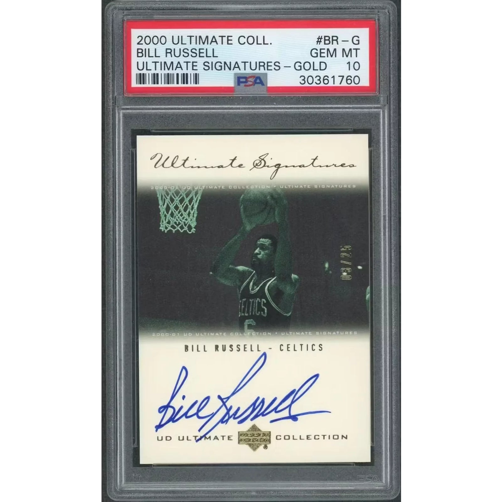 Bill Russell Signed 2000-01 Upper Deck Ultimate Card | PSA 10 Gold/25