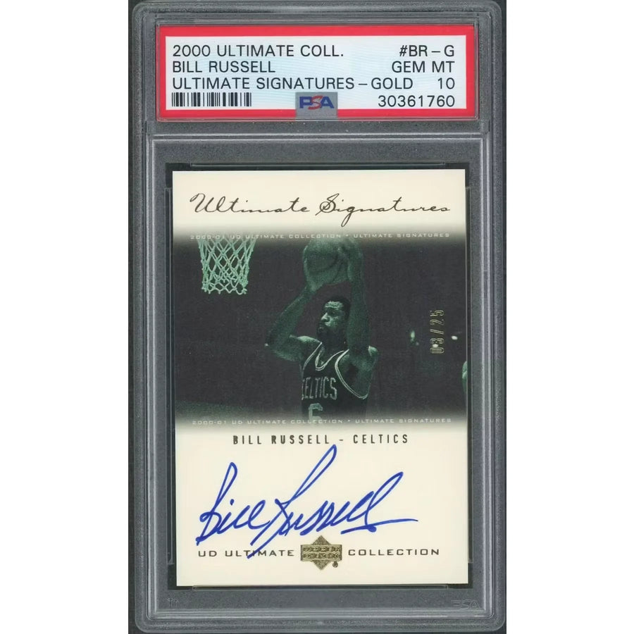 Bill Russell Signed 2000-01 Upper Deck Ultimate Card | PSA 10 Gold/25