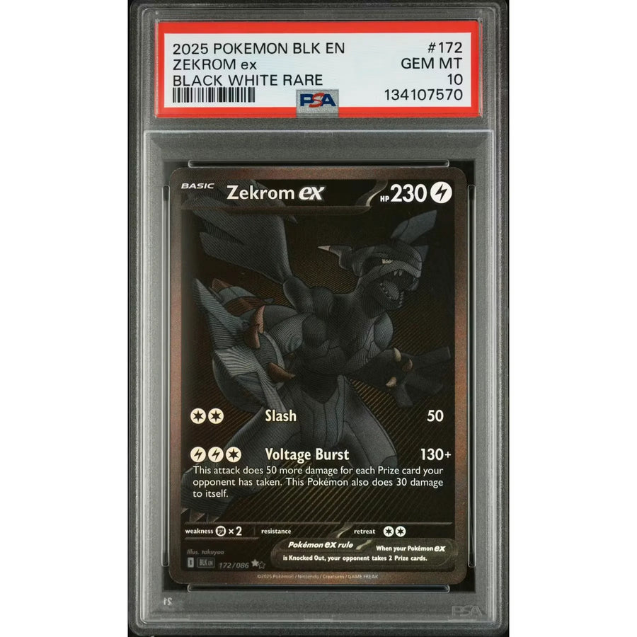 2025 Pokemon Black Bolt Zekrom ex Black White Rare #172 | PSA 10