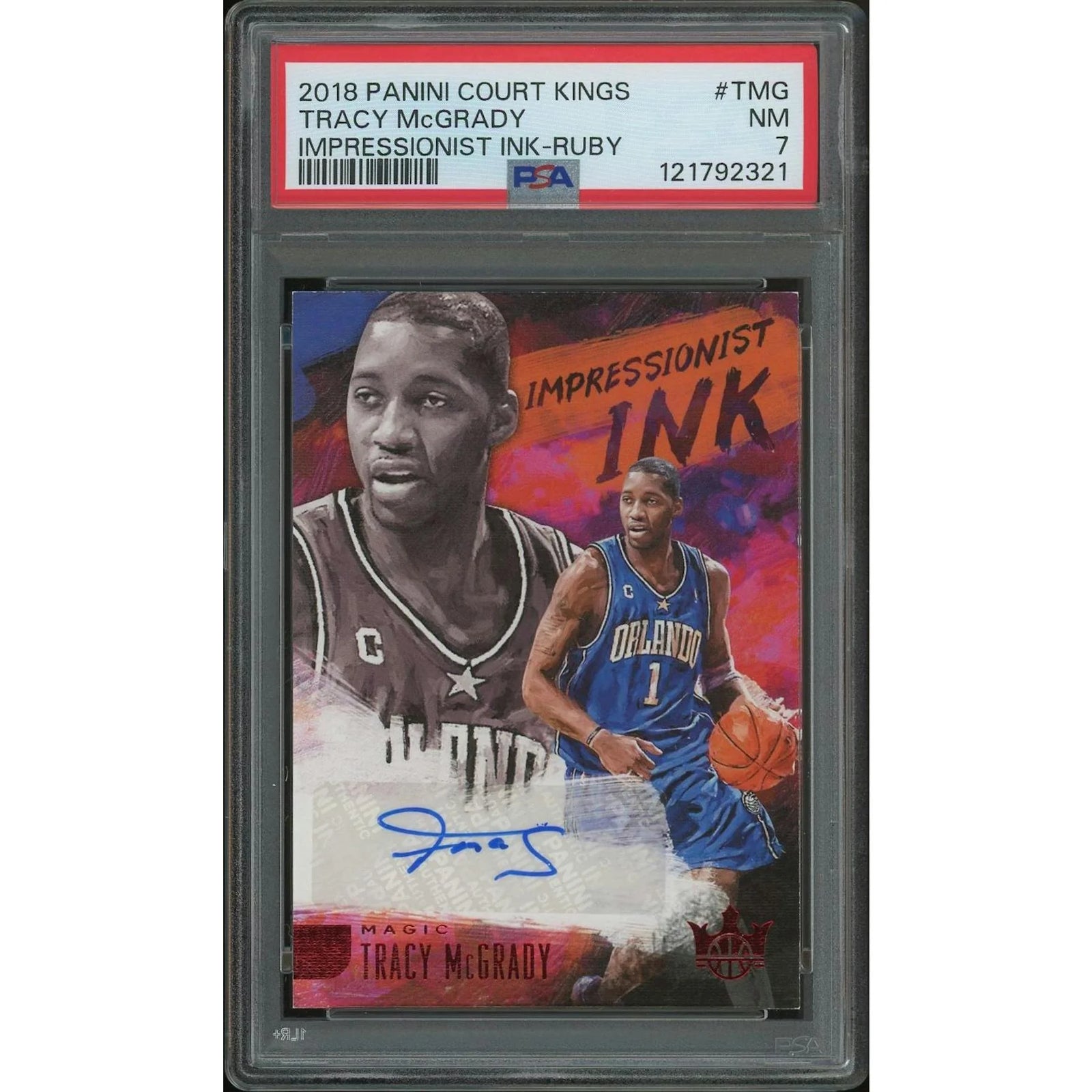 Tracy McGrady Signed 2018-19 Panini Court Kings Card | PSA 7 Ruby Autograph #21/25