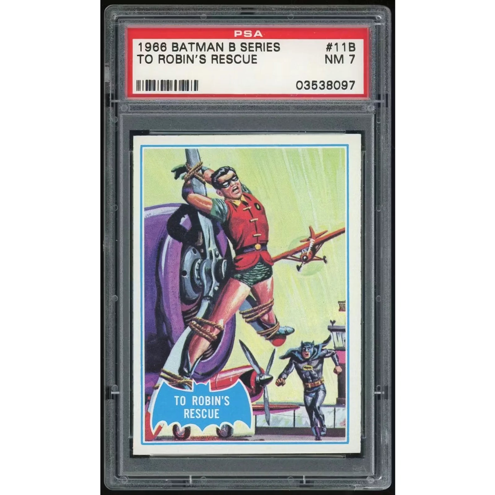 1966 Topps Blue Batman #11B To Robin's Rescue | PSA 7