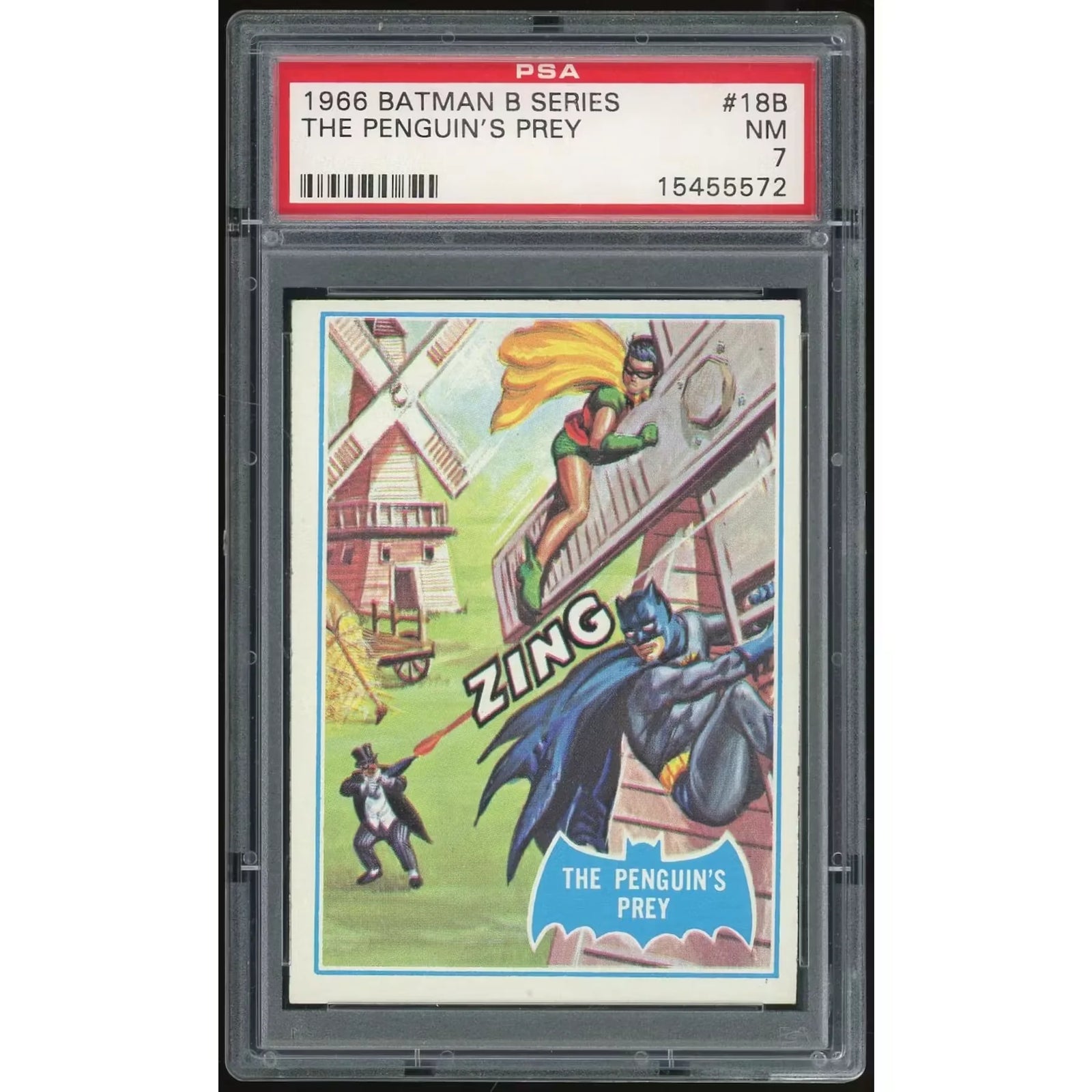 1966 Topps Blue Batman #18B The Penguin's Prey | PSA 7