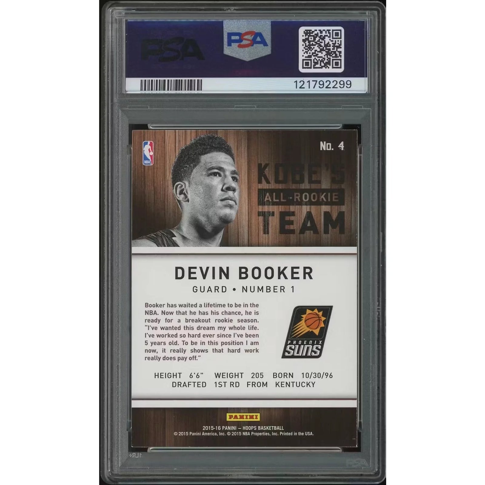 Devin Booker 2015-16 Panini Hoops #4 Rookie Card | PSA 7 NM