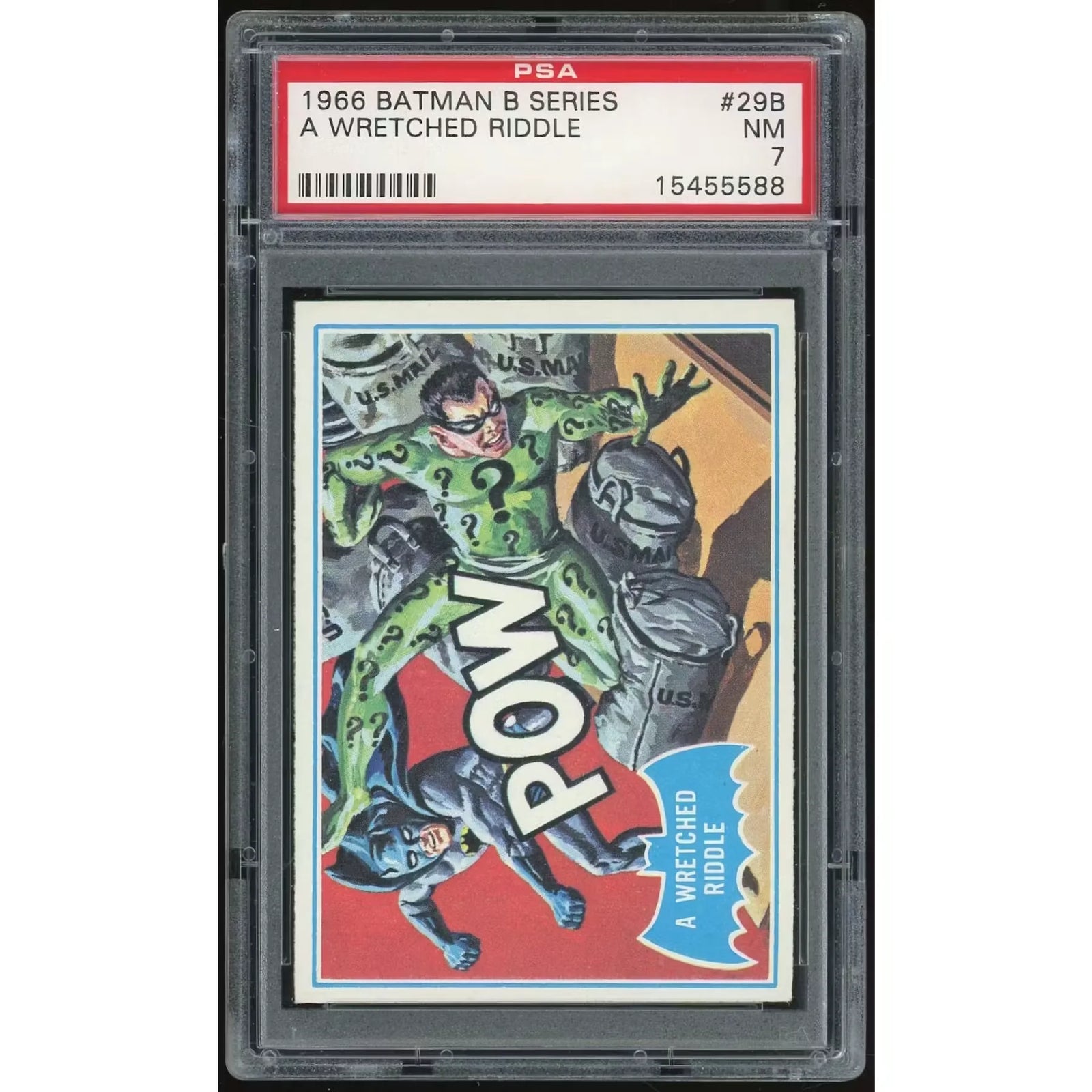 1966 Topps Blue Batman #29B A Wretched Riddle | PSA 7