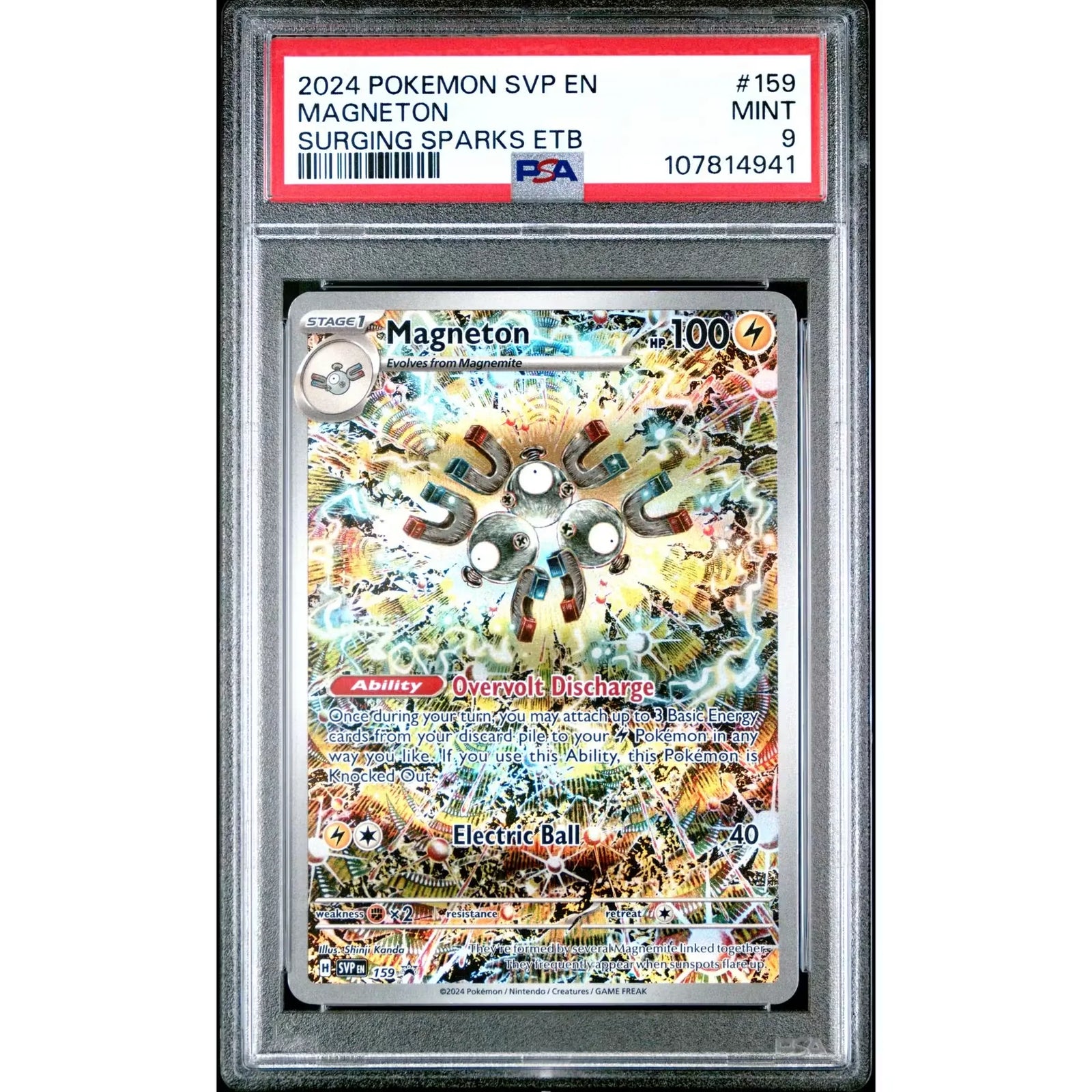 2024 Pokemon Surging Sparks ETB Magneton #159 PSA 9 Lite