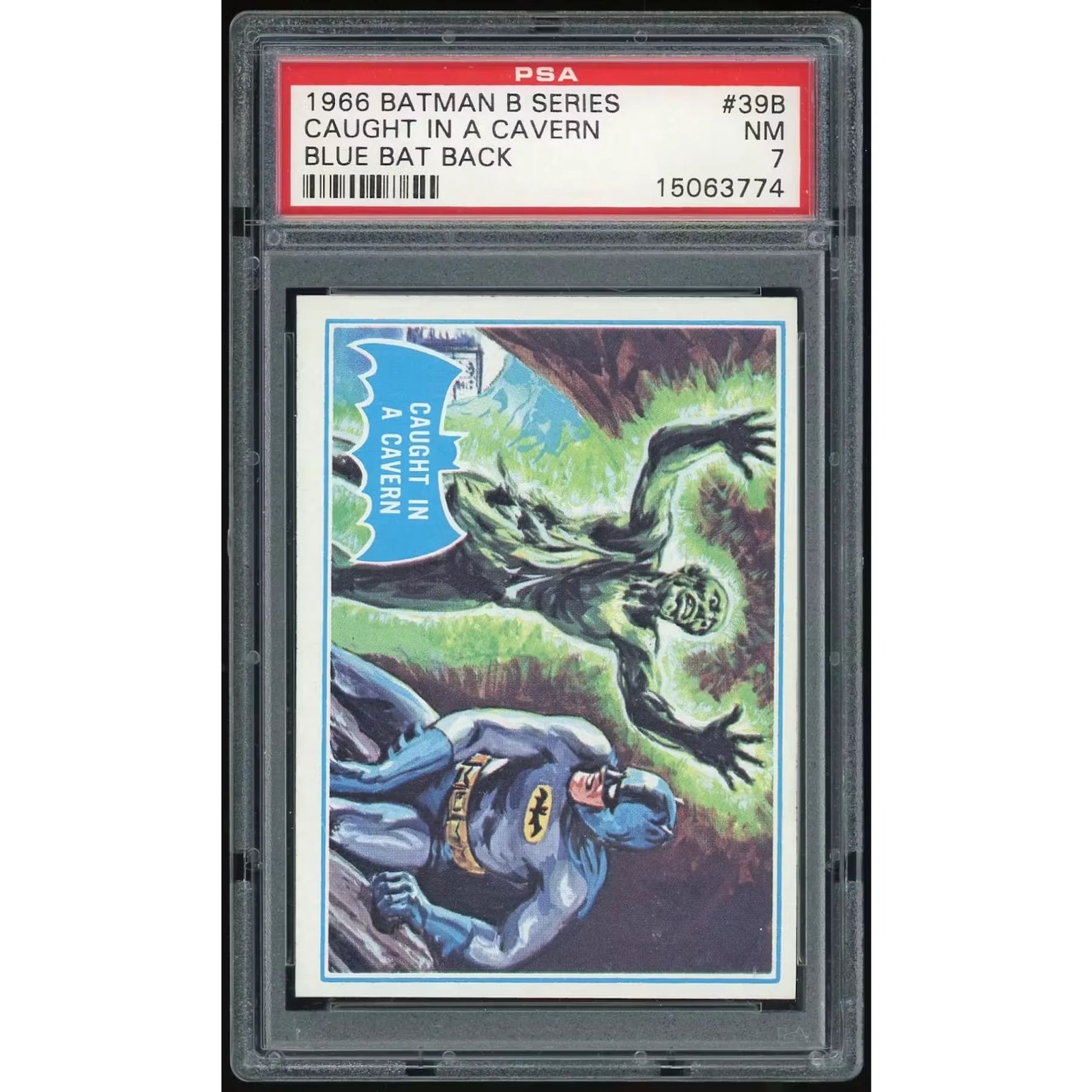 1966 Topps Blue Batman #39B Caught in a Cavern | PSA 7