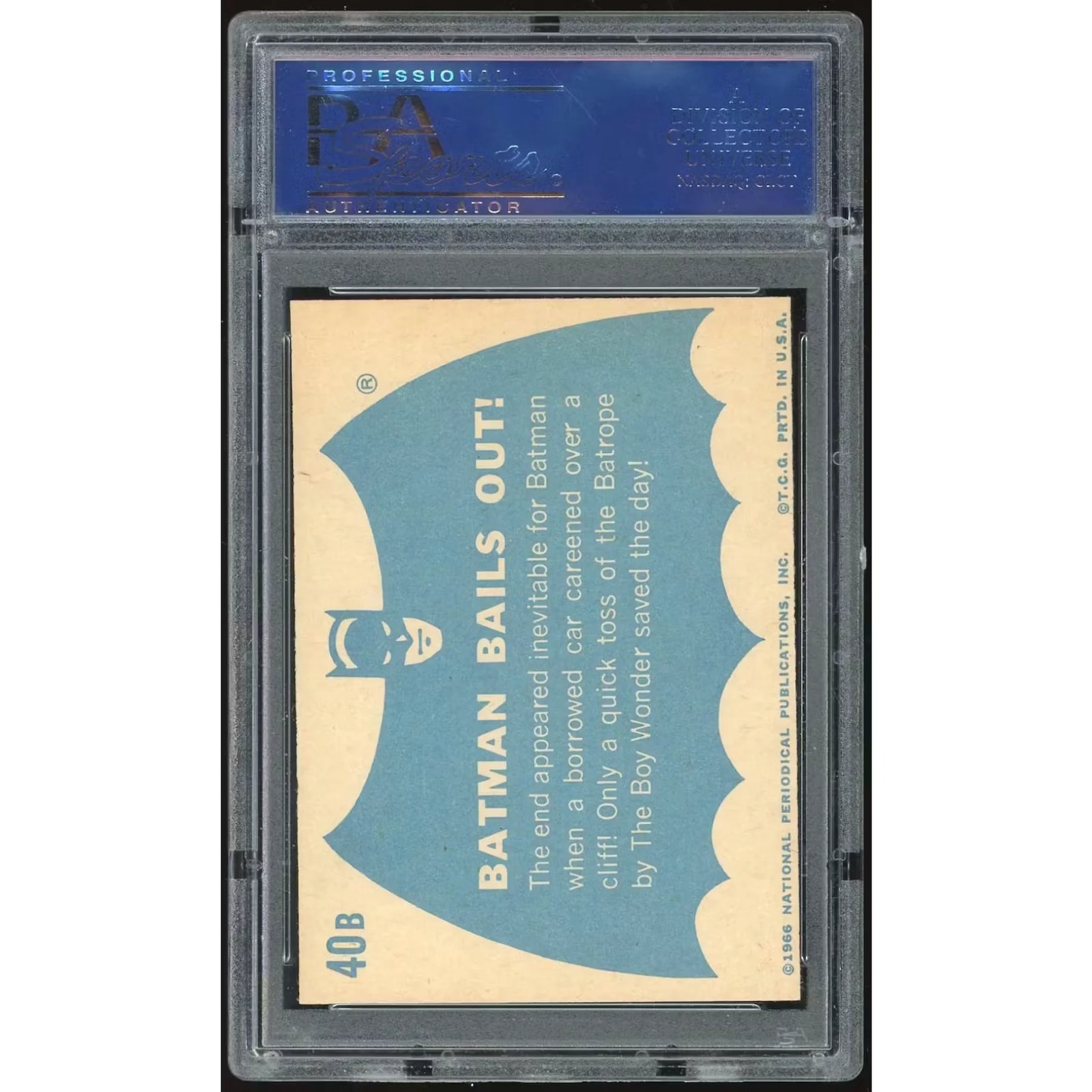 1966 Topps Blue Batman #40B Batman Bails Out | PSA 7