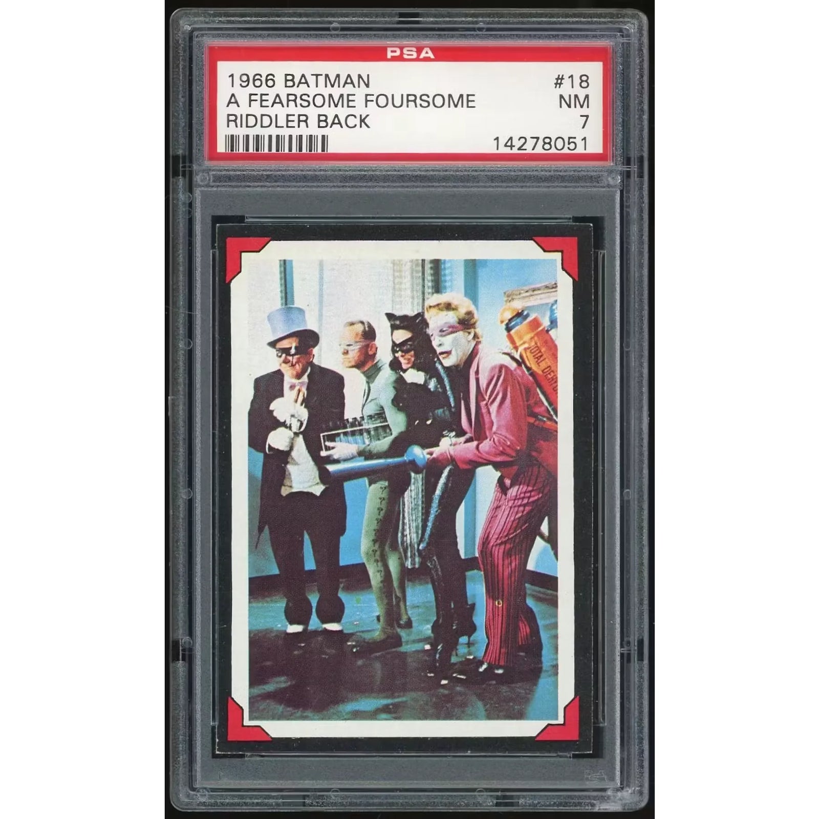 1966 Topps Batman Riddler Back #18 A Fearsome Foursome | PSA 7