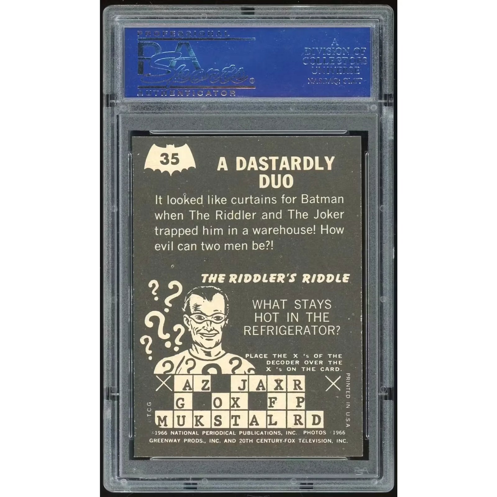 1966 Topps Batman Riddler Back #35 A Dastardly Duo | PSA 7