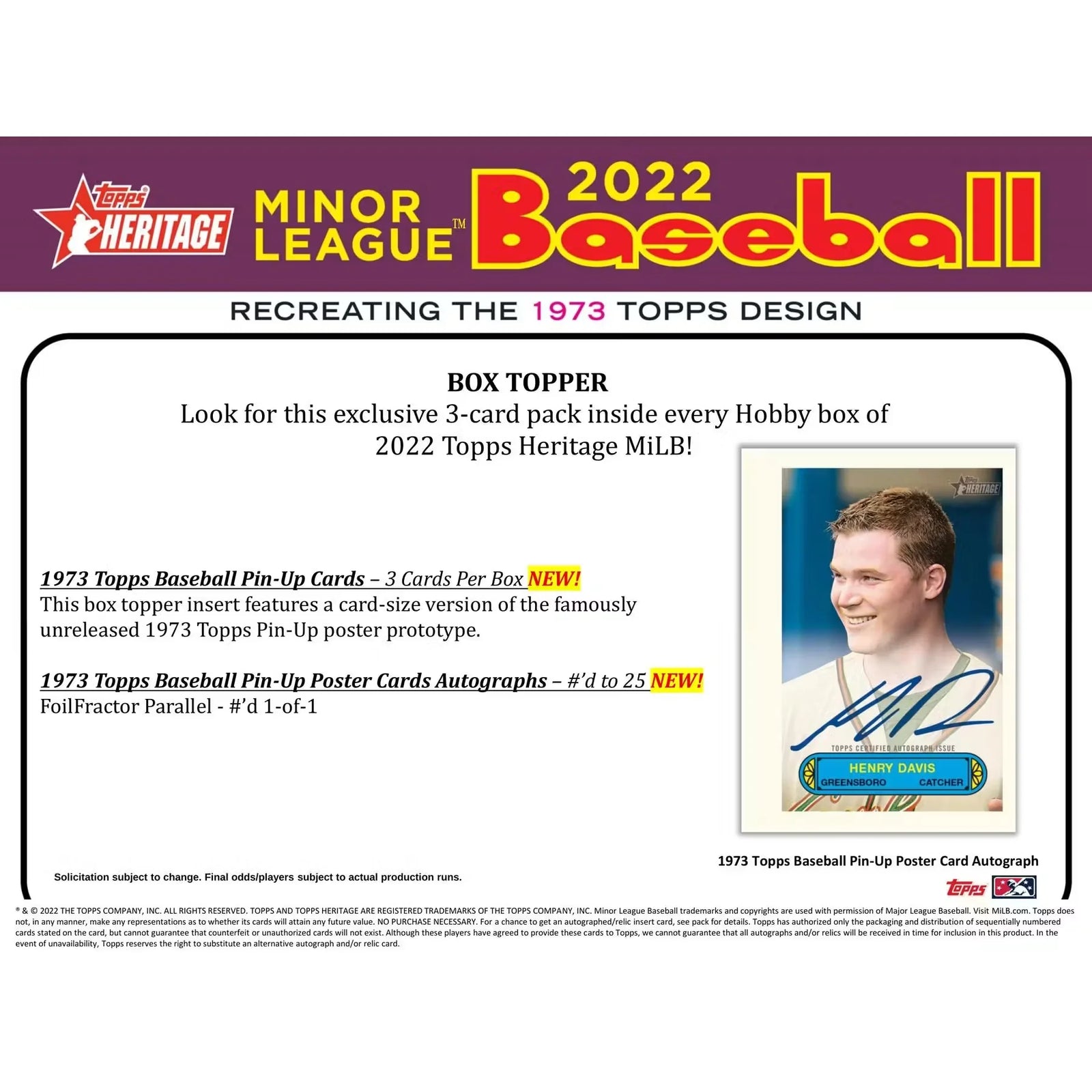 2022 Topps Heritage Minor League Baseball Hobby 12-Box Case (Ships Sealed Only)