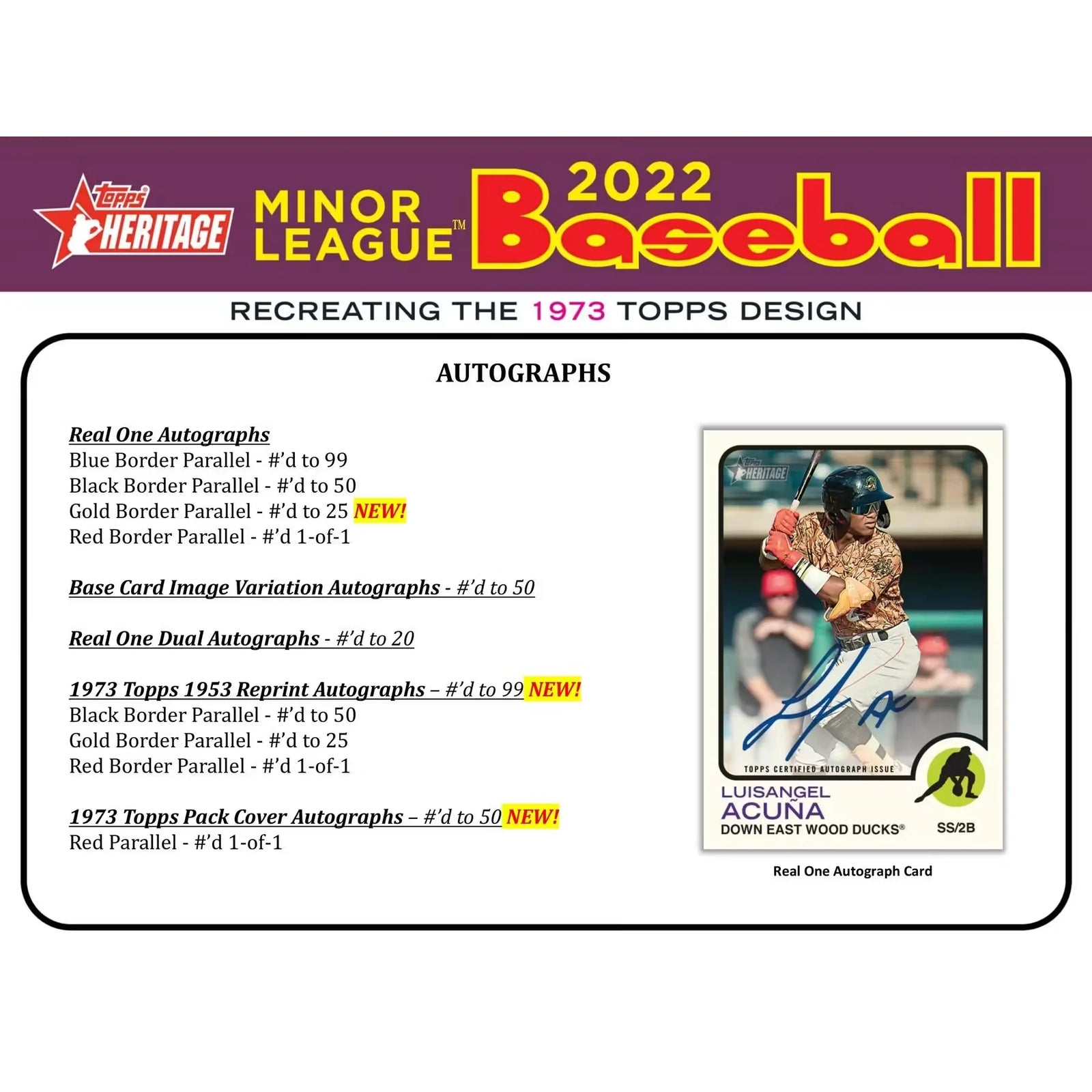 2022 Topps Heritage Minor League Baseball Hobby Box (Ships Sealed Only)