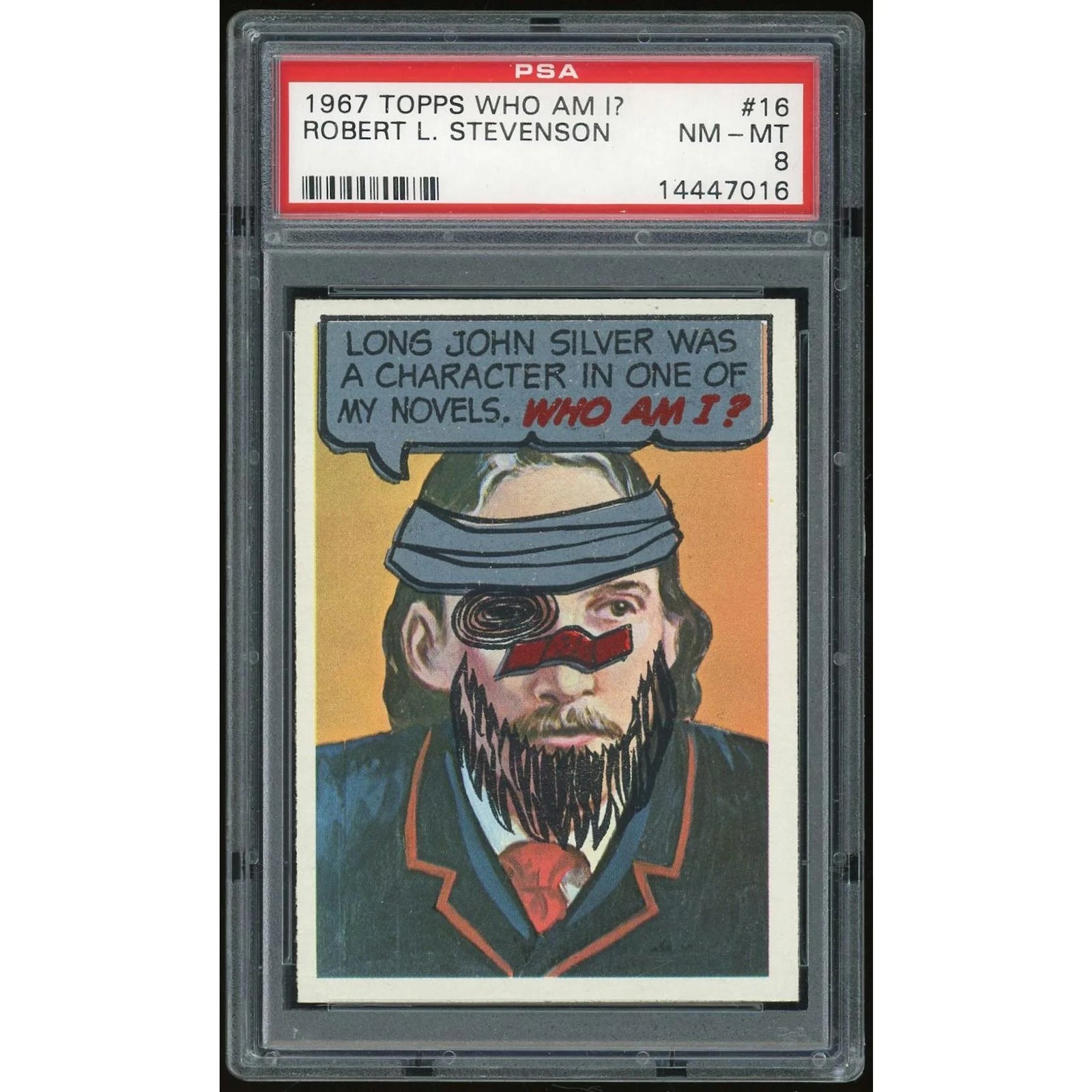 1967 Topps Who Am I? #16 Robert L. Stevenson | PSA 8