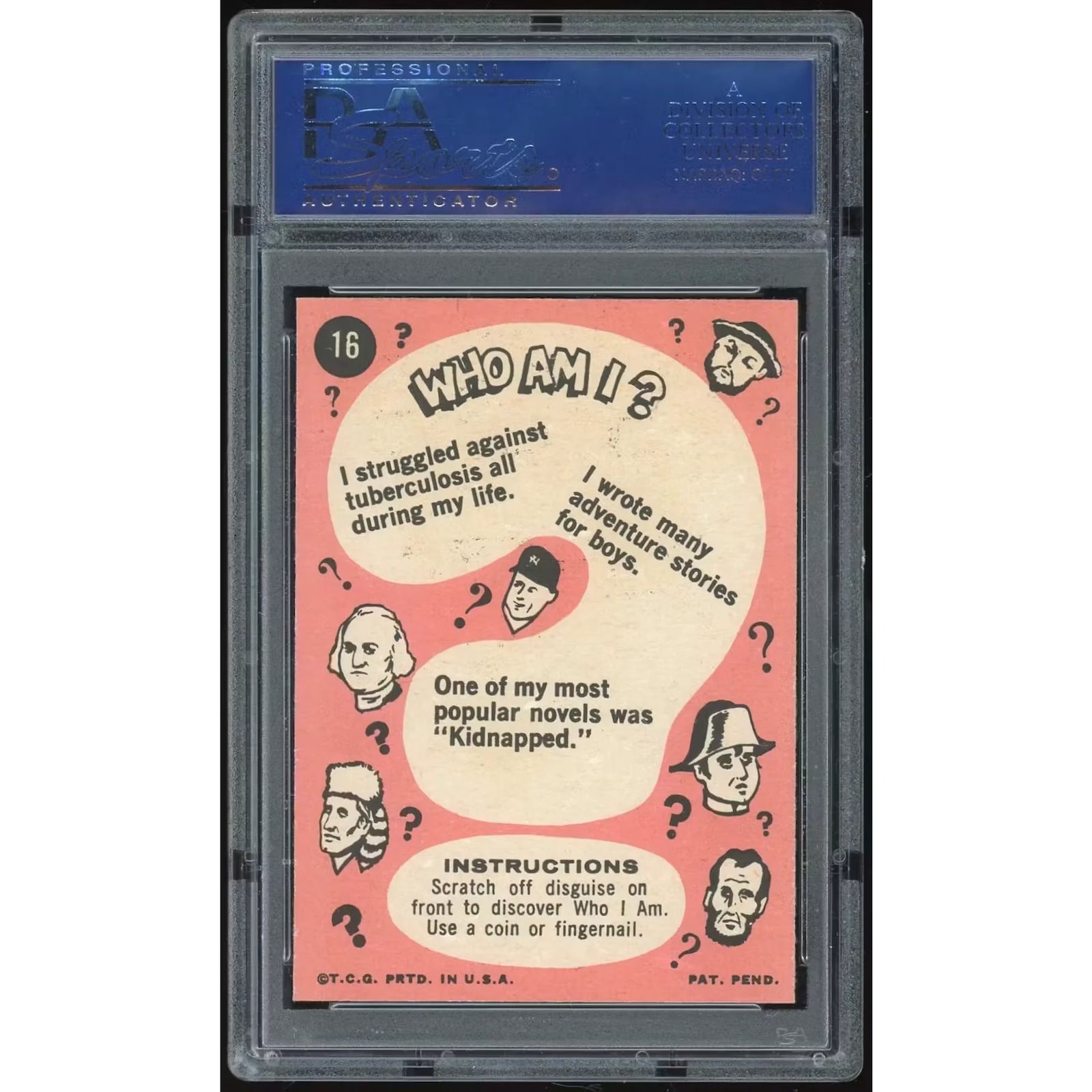 1967 Topps Who Am I? #16 Robert L. Stevenson | PSA 8