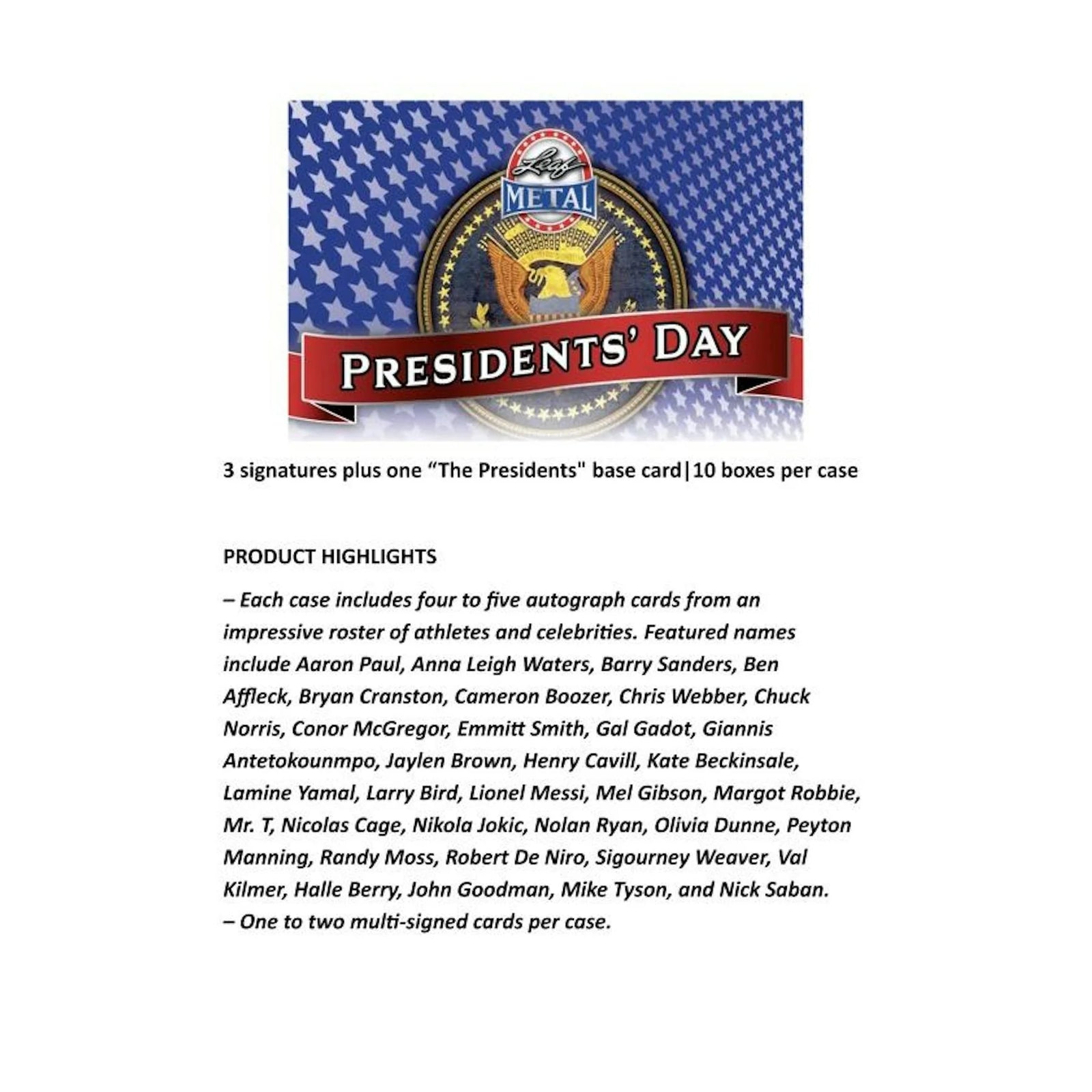 DRAFT - 2026 Leaf Metal Presidents' Day Hobby Box | SKU BVD80XZQVT