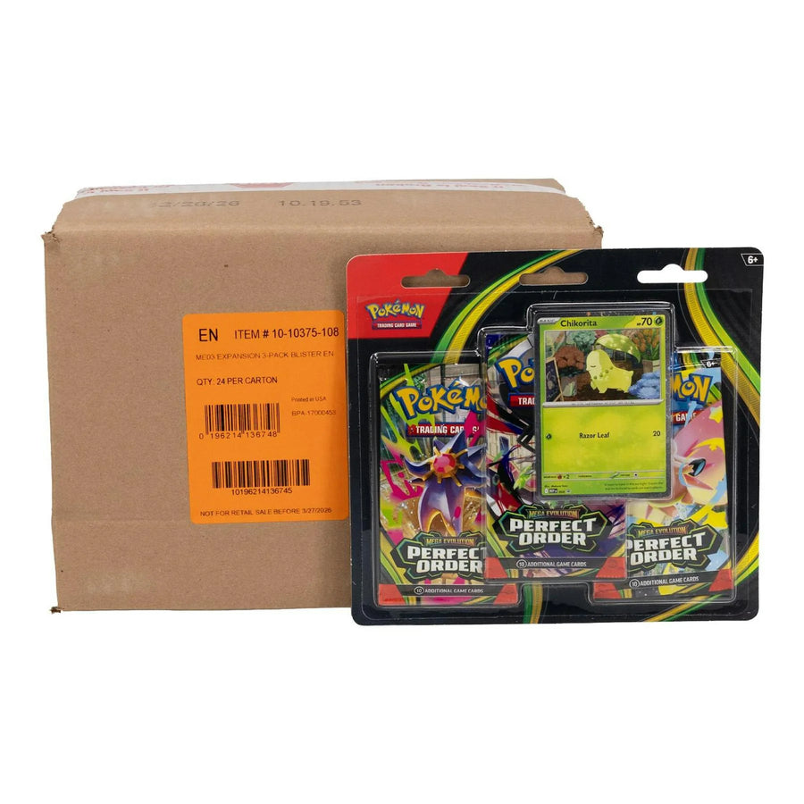 DRAFT - Pokemon Mega Evolution: Perfect Order 3-Pack Blister Case | 24 Count