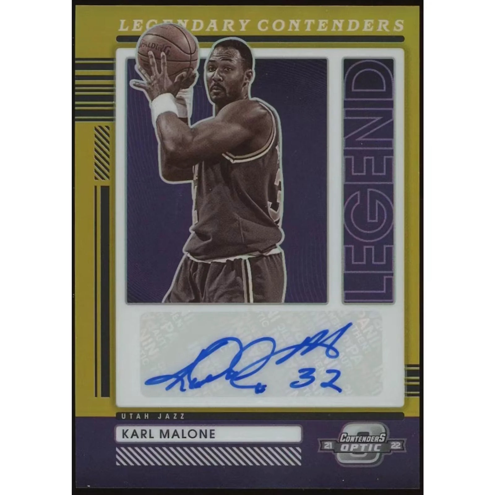 Karl Malone Signed 2021-22 Contenders Optic Card | Gold #/10