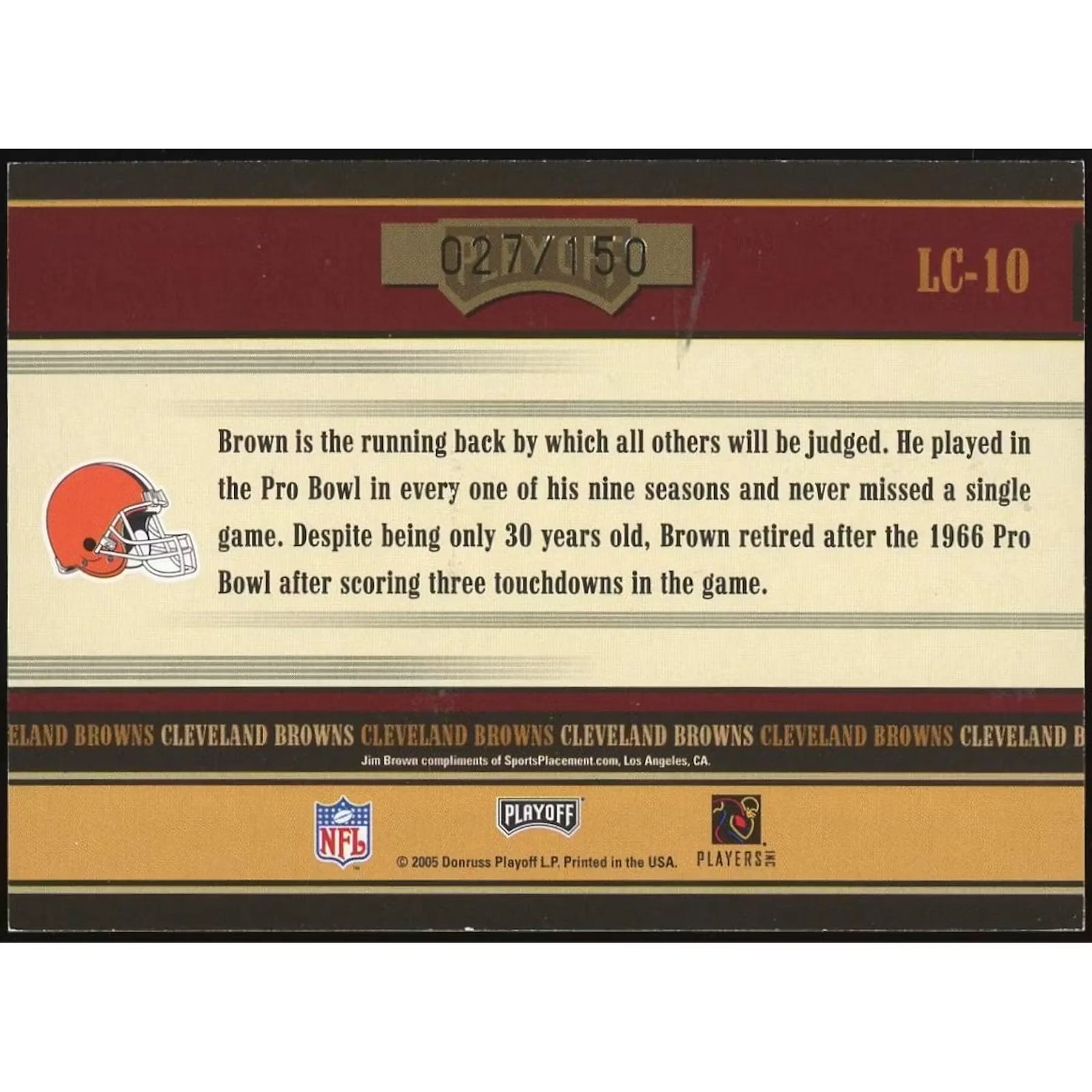Jim Brown Signed 2005 Playoff Contenders Legendary Autographs Card | #LC10