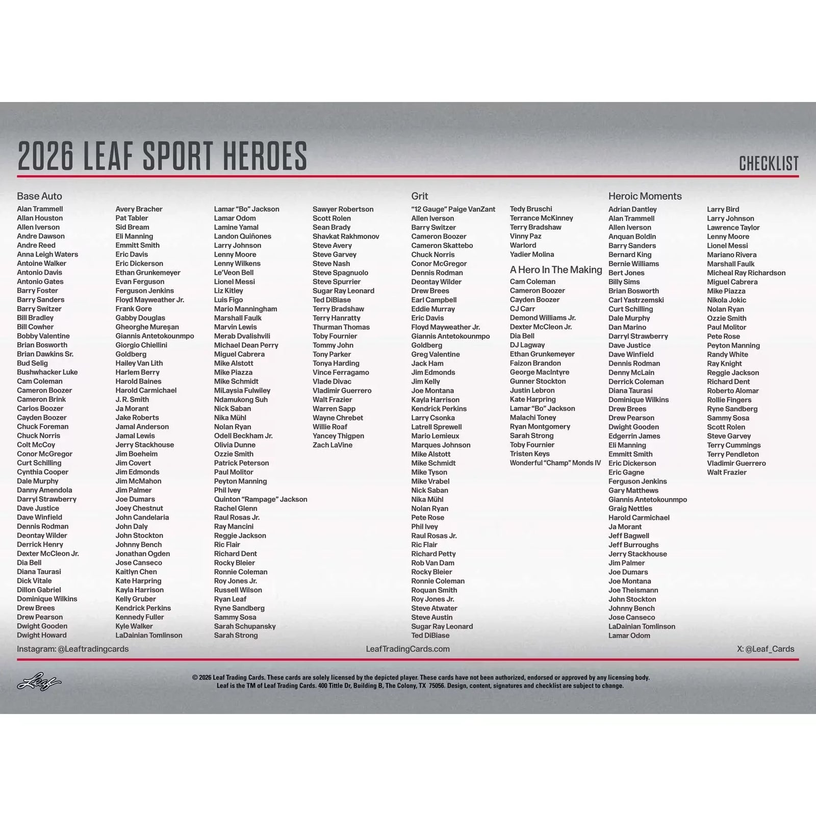 2026 Leaf Metal Sports Heroes Hobby Box