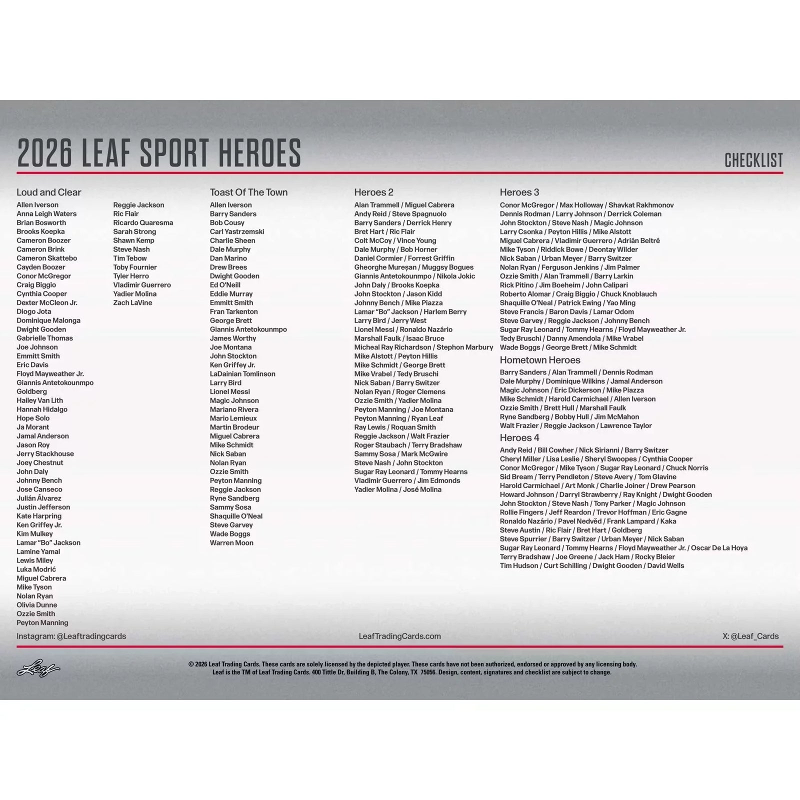 2026 Leaf Metal Sports Heroes Hobby 10-Box Case