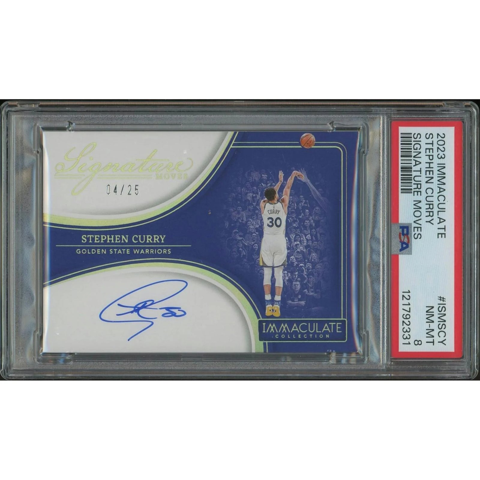 Stephen Curry Signed 2023-24 Panini Immaculate #04 Card | PSA 8