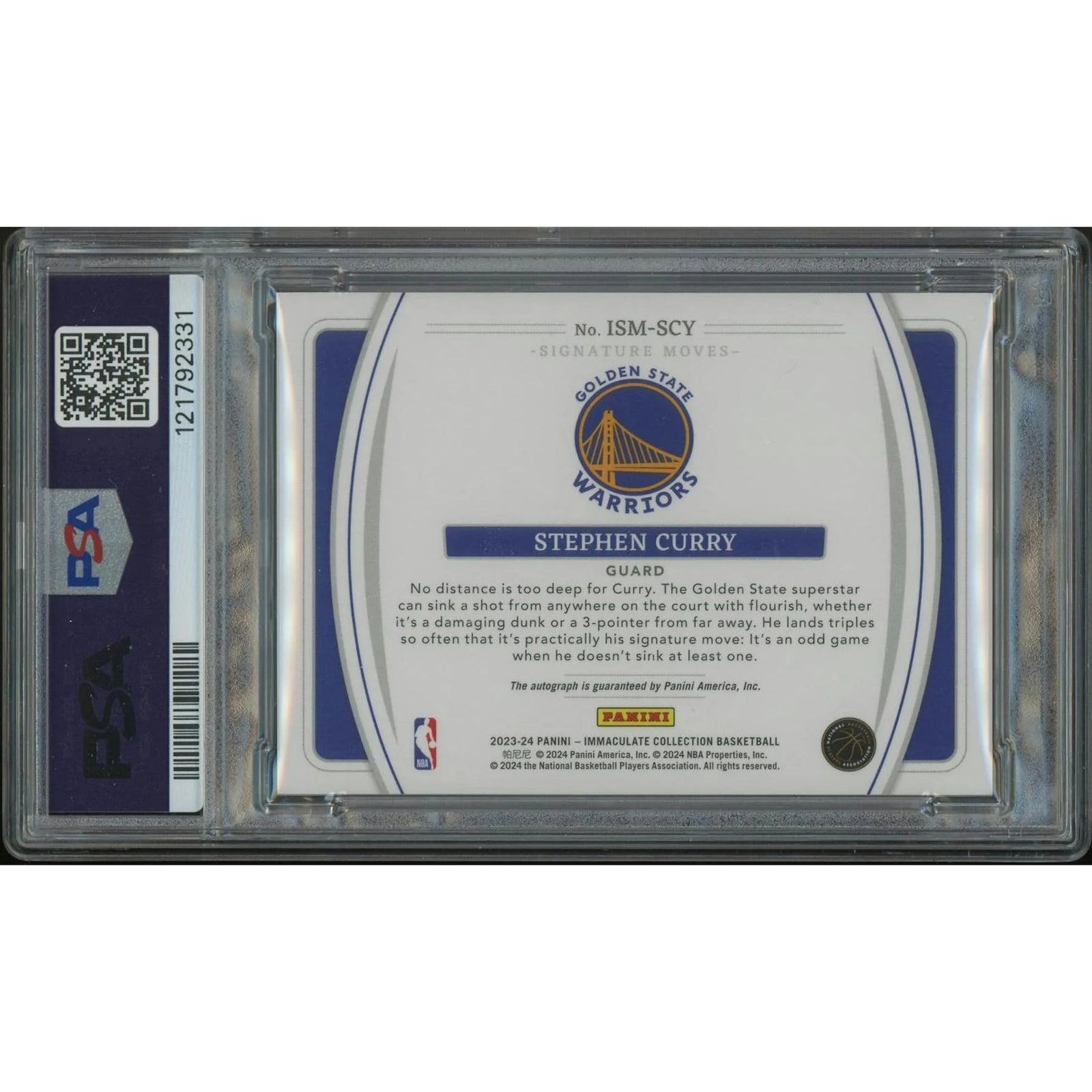 Stephen Curry Signed 2023-24 Panini Immaculate #04 Card | PSA 8