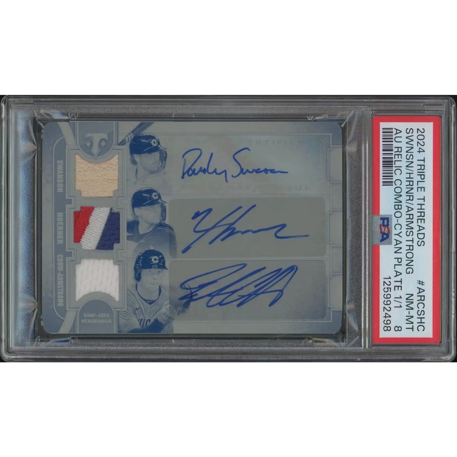 2024 Topps Triple Threads Swanson Hoerner Crow-Armstrong Printing Plate Patch Auto | PSA 8