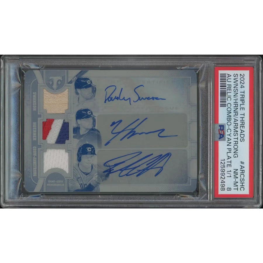 2024 Topps Triple Threads Swanson Hoerner Crow-Armstrong Printing Plate Patch Auto | PSA 8