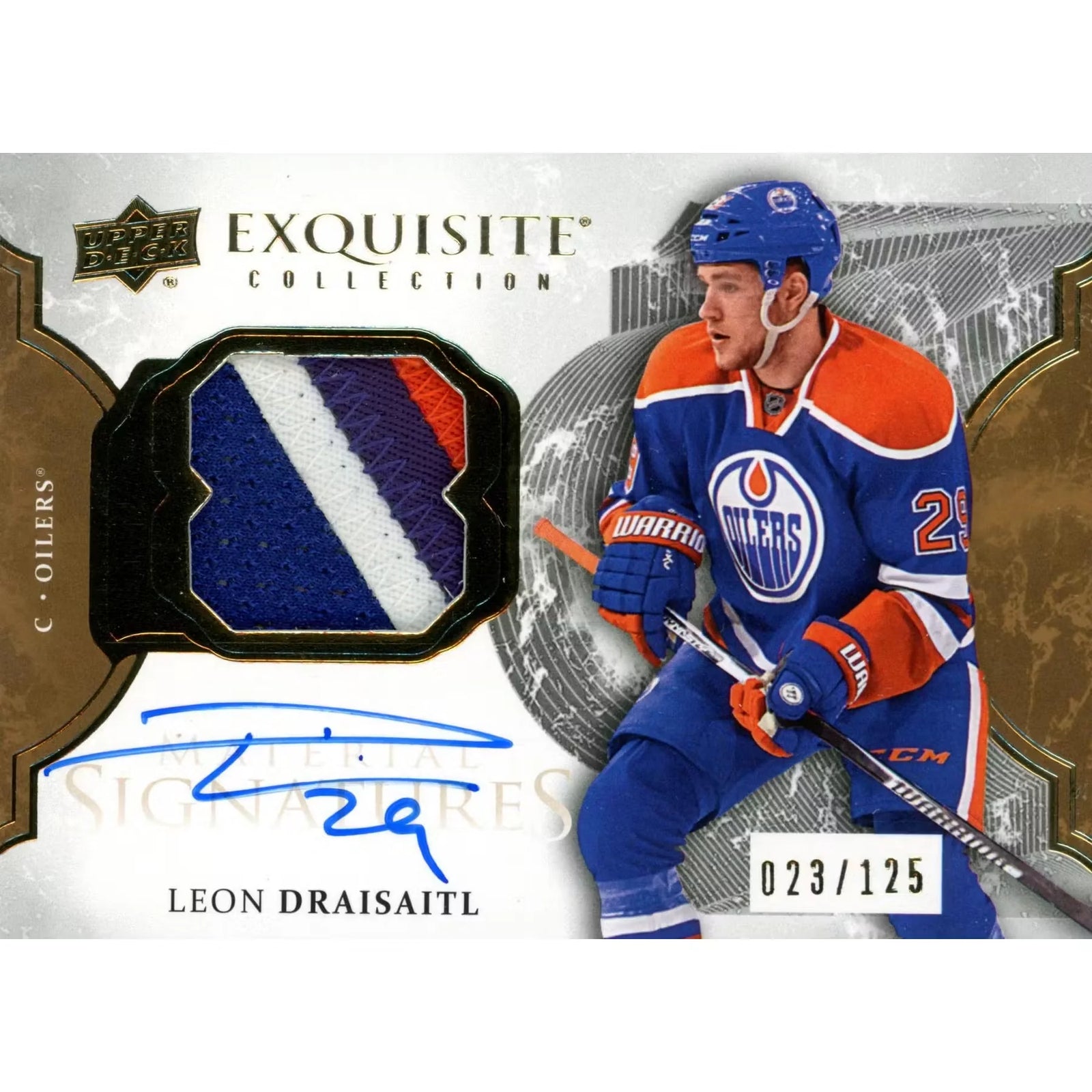 Leon Draisaitl Signed 2017 Upper Deck Exquisite Card | Patch Auto #023/125