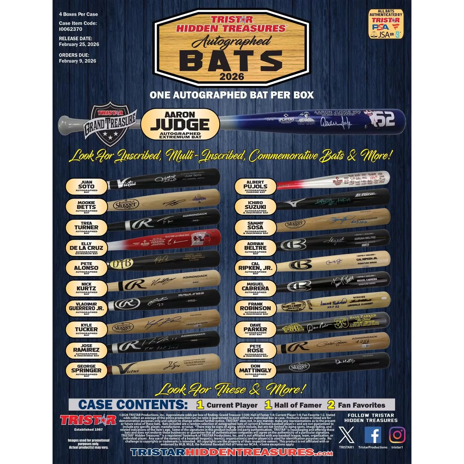 2026 TriStar Hidden Treasures Autographed Baseball Bats Hobby Box