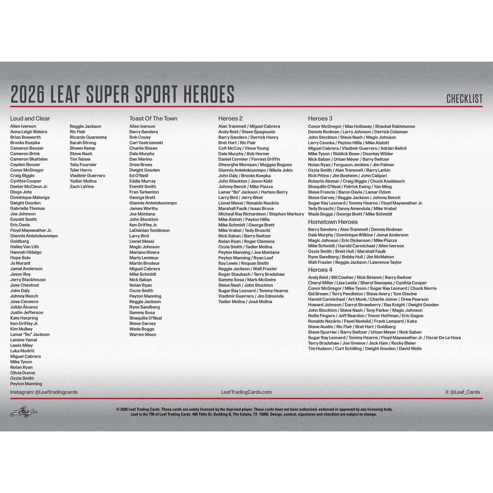 DRAFT - 2026 Leaf Metal Super Sports Heroes Hobby Box | dacardworld:BVDO0K08DH