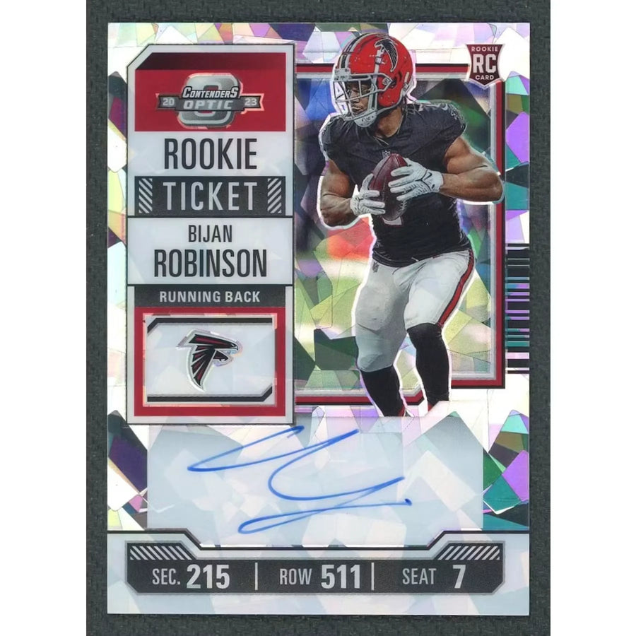 Bijan Robinson Signed 2023 Panini Contenders Optic Rookie Card | Cracked Ice Prizm/22