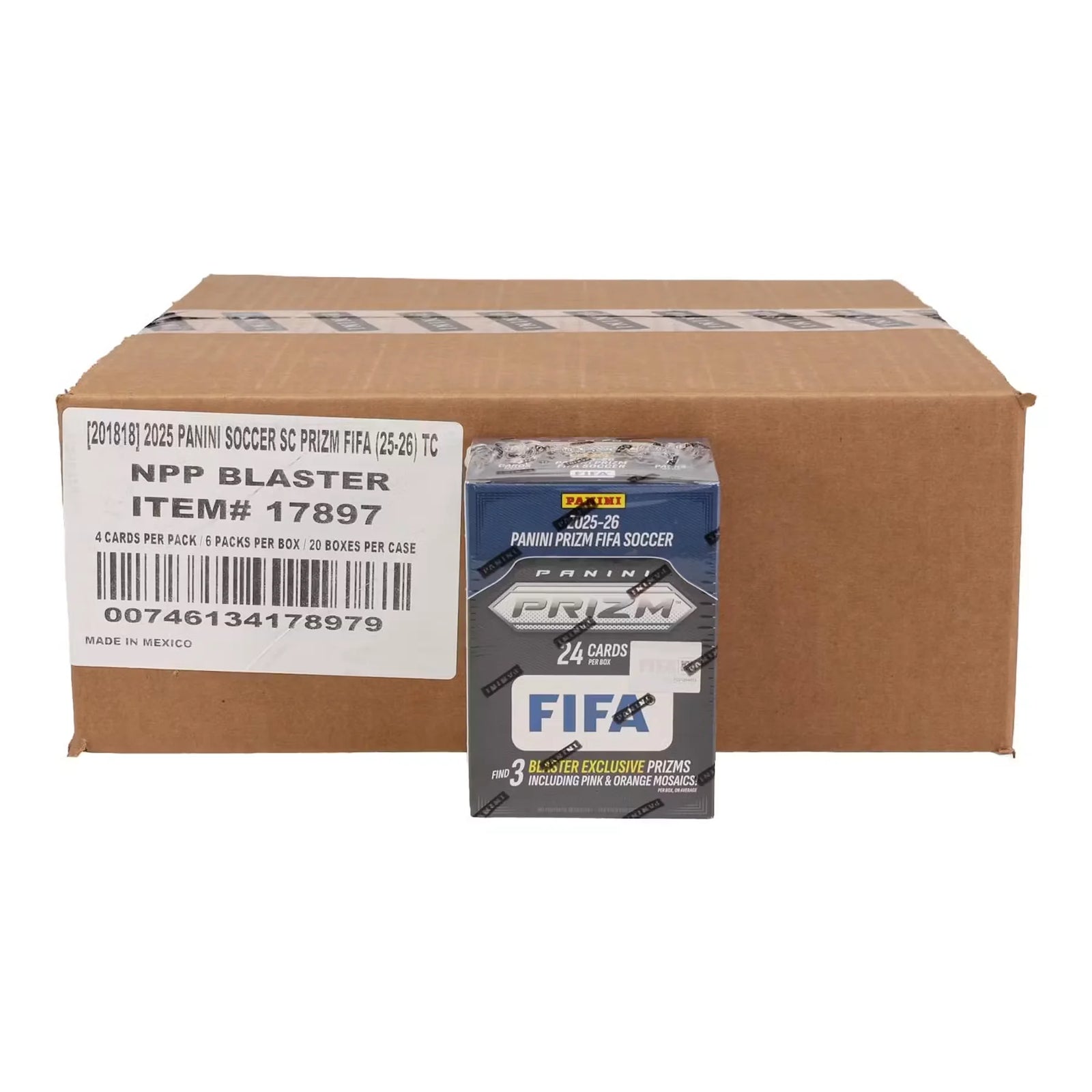 2025-26 Panini Prizm FIFA Soccer Blaster Case | 20 Boxes, Pink & Orange Mosaics (Ships Sealed Only) - D