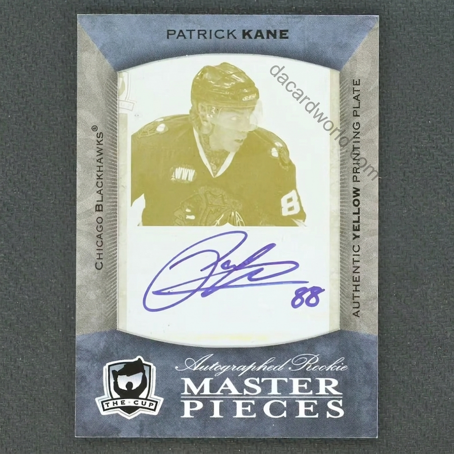 Patrick Kane Signed 2007-08 The Cup Rookie Masterpieces Yellow Printing Plate | 1/1