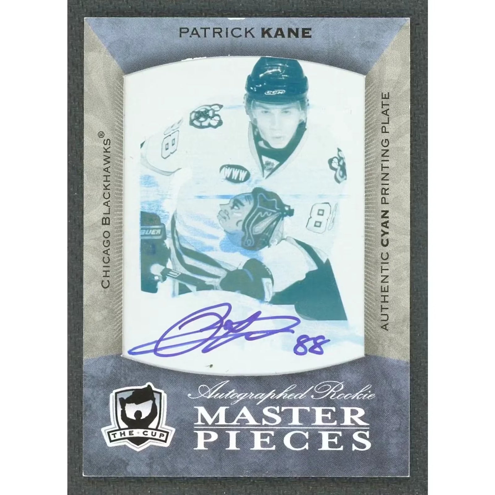 Patrick Kane Signed 2007-08 The Cup Rookie Masterpieces Printing Plate 1/1